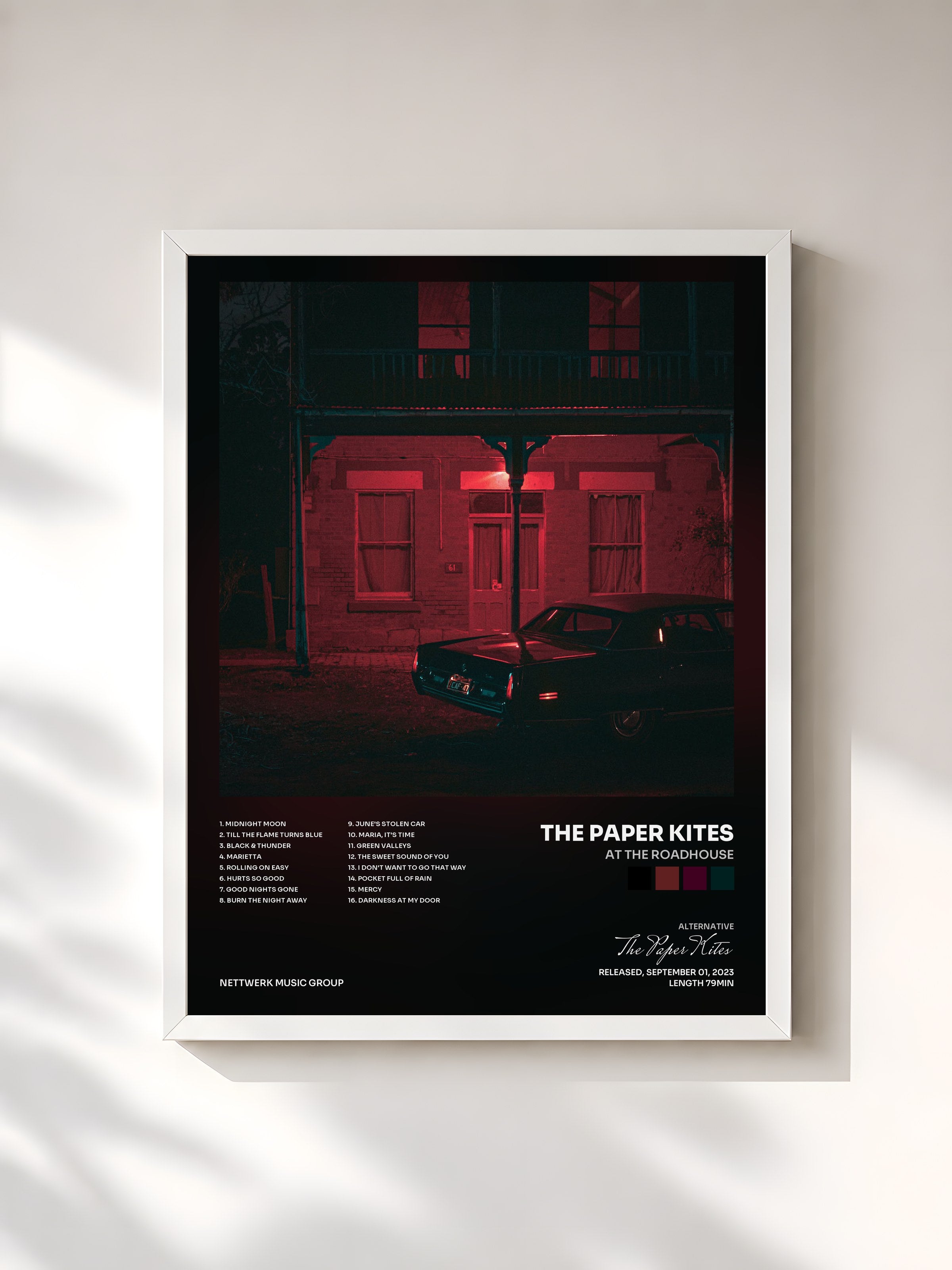 #blanc Tableau de l'album At the Roadhouse de The Paper Kites, cadre blanc, imprimé et encadré en France