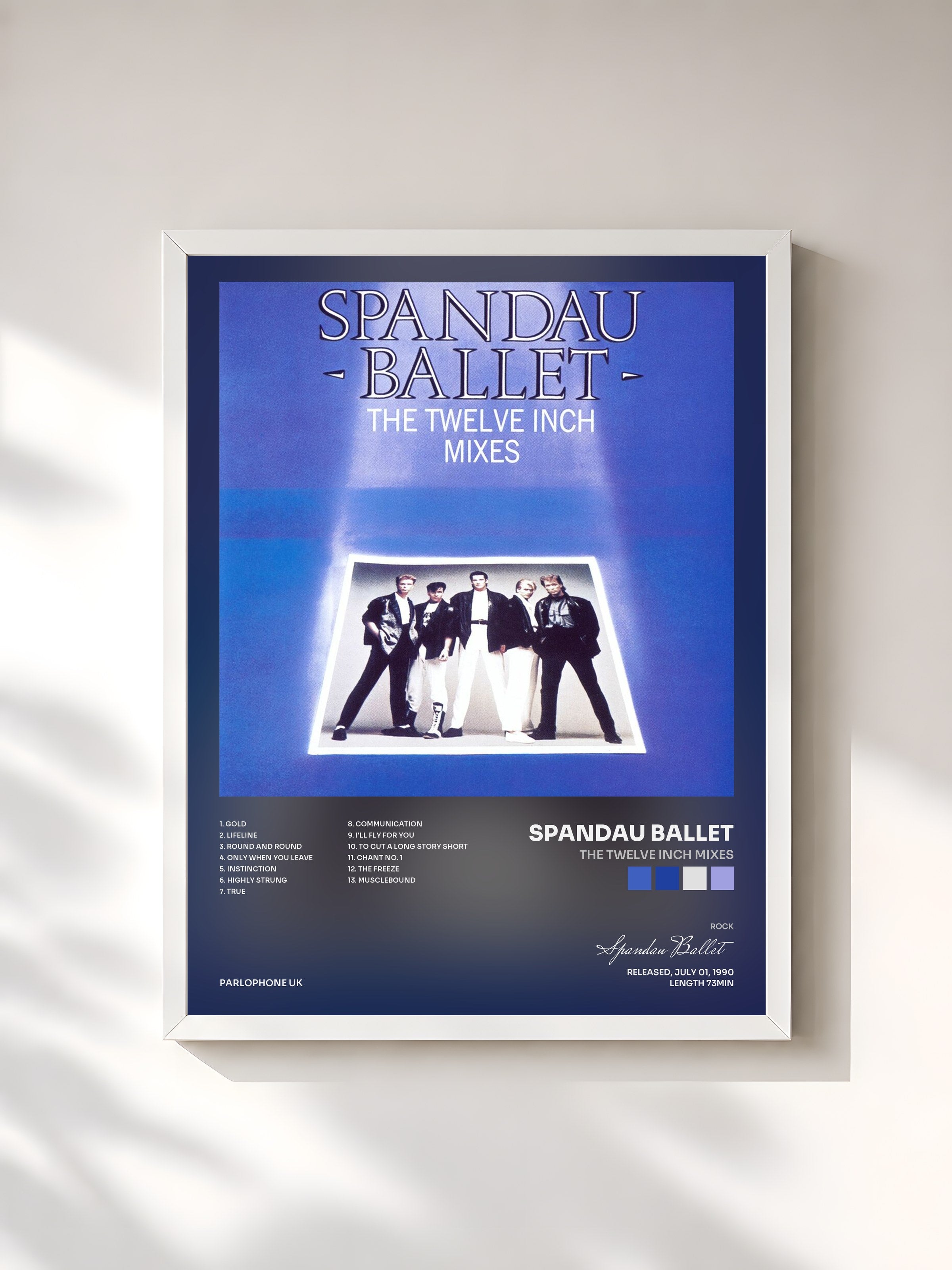 #blanc Tableau de l'album The Twelve Inch Mixes de Spandau Ballet, cadre blanc, imprimé et encadré en France