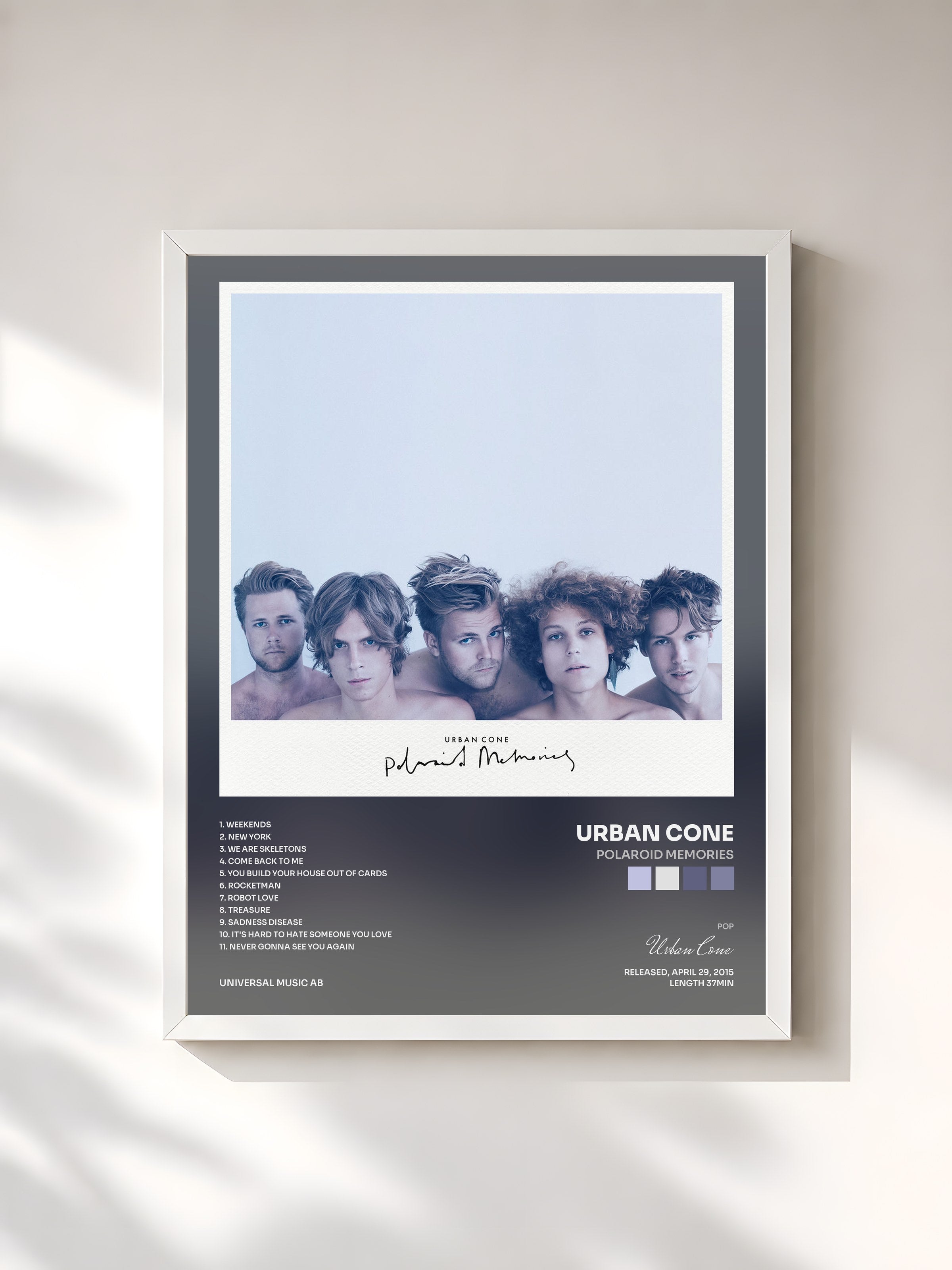 #blanc Tableau de l'album Polaroid Memories de Urban Cone, cadre blanc, imprimé et encadré en France