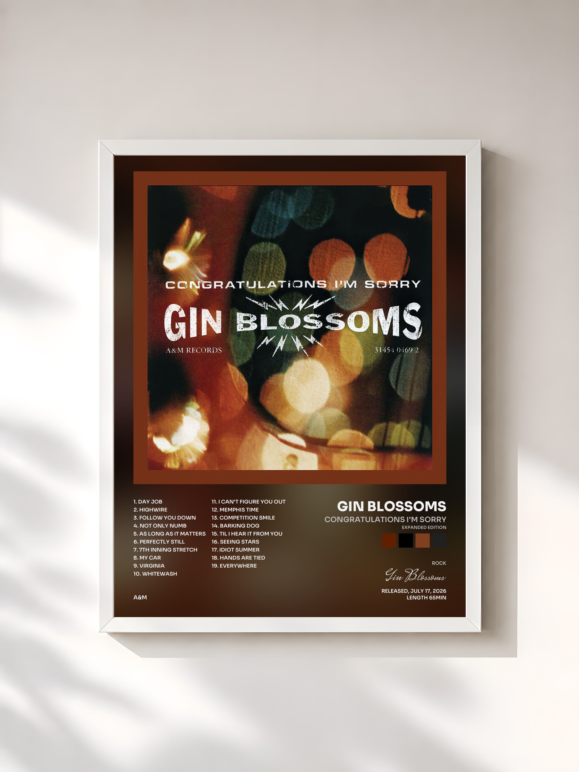 #blanc Tableau de l'album Congratulations I'm Sorry (Expanded Edition) de Gin Blossoms, cadre blanc, imprimé et encadré en France