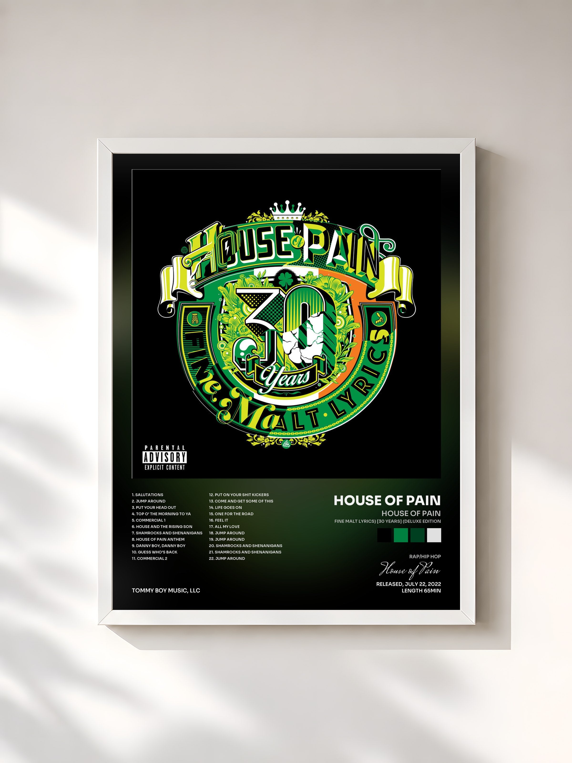 #blanc Tableau de l'album House of Pain (Fine Malt Lyrics) [30 Years] (Deluxe Edition) de House of Pain, cadre blanc, imprimé et encadré en France