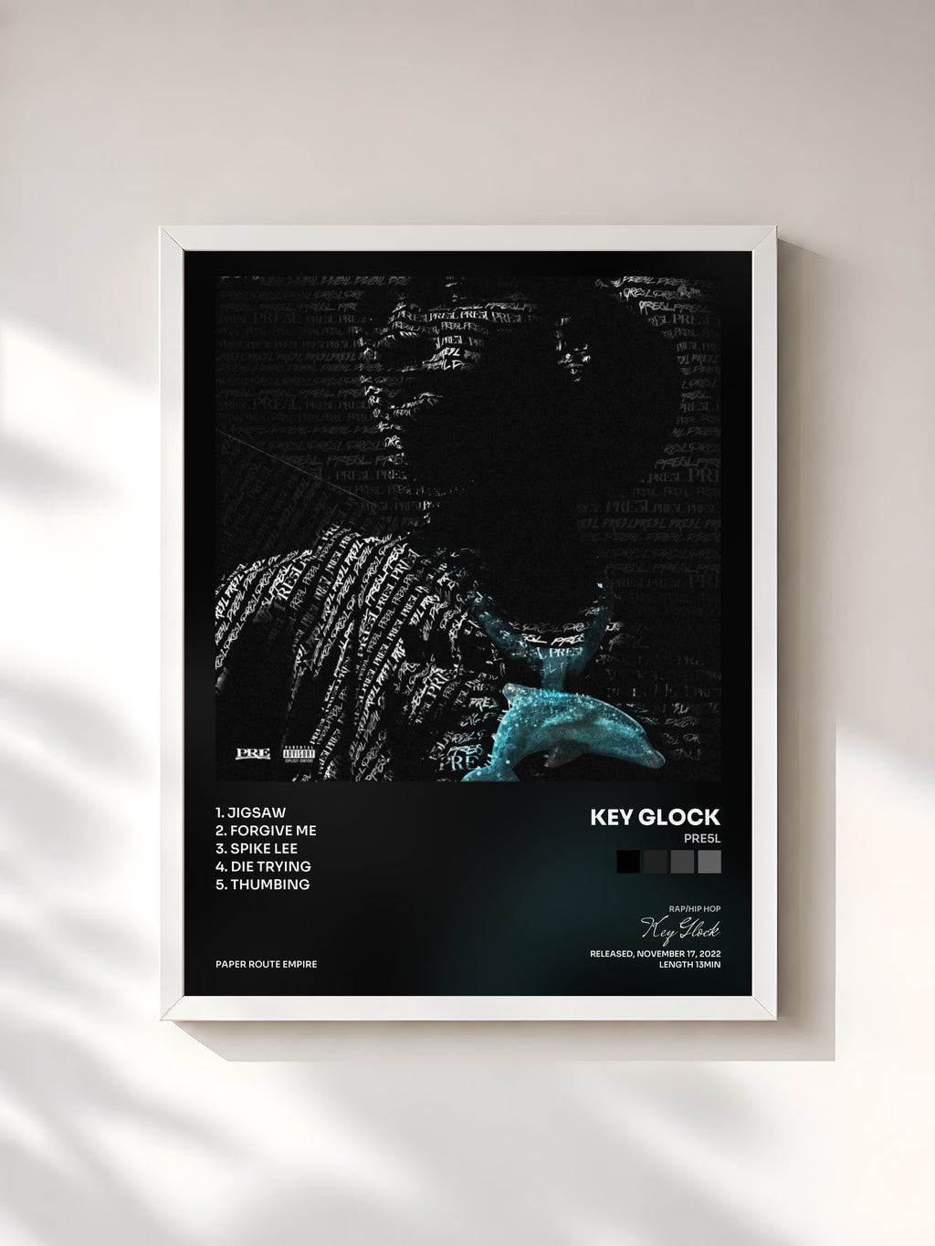 #blanc PRE5L by Key Glock as a framed art print, white frame, printed and framed in France