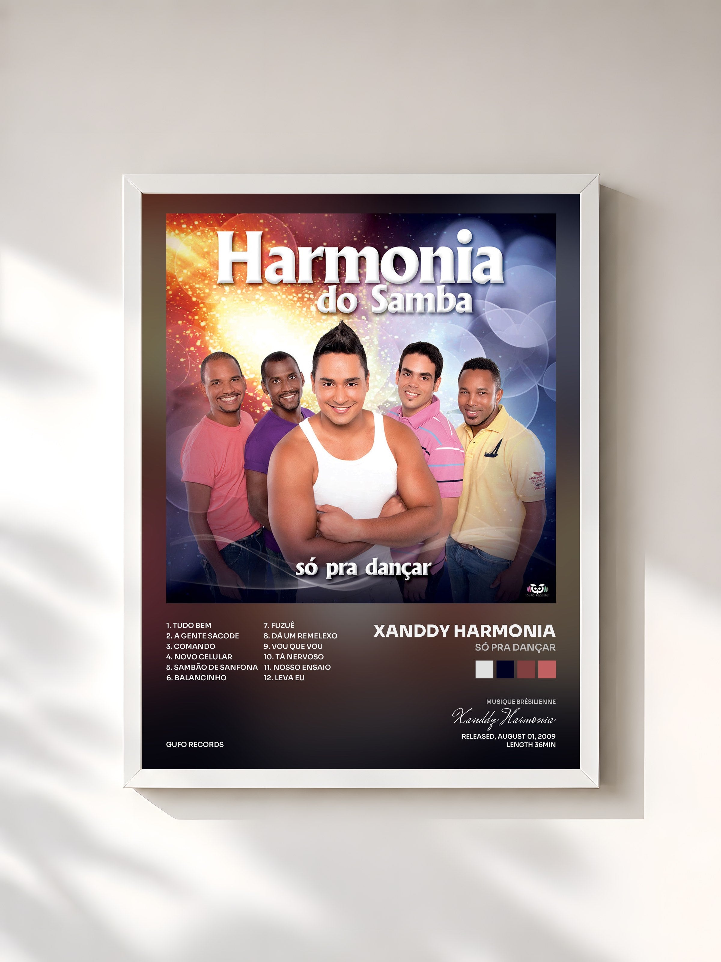 #blanc Tableau de l'album Só Pra Dançar de Xanddy Harmonia, cadre blanc, imprimé et encadré en France
