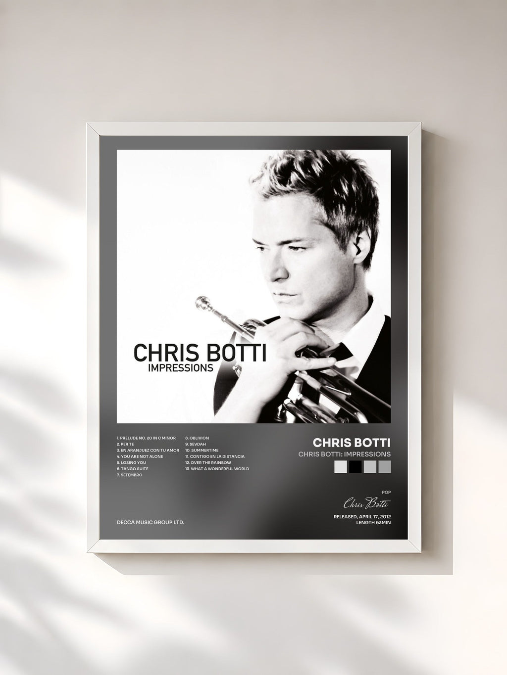 #blanc Chris Botti: Impressions von Chris Botti als gerahmter Kunstdruck, weißer Rahmen, gedruckt und gerahmt in Frankreich