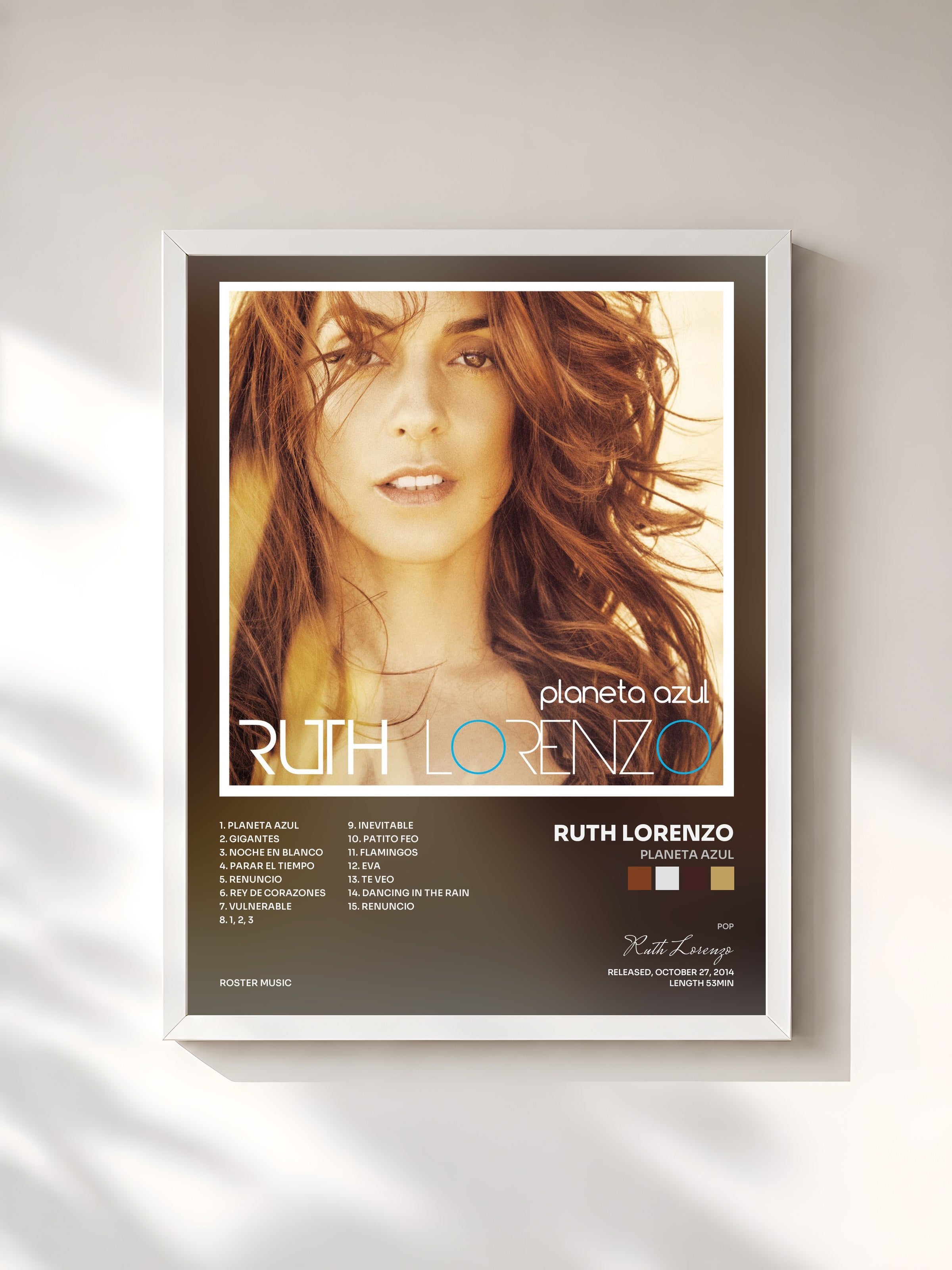 #blanc Tableau de l'album Planeta Azul de Ruth Lorenzo, cadre blanc, imprimé et encadré en France