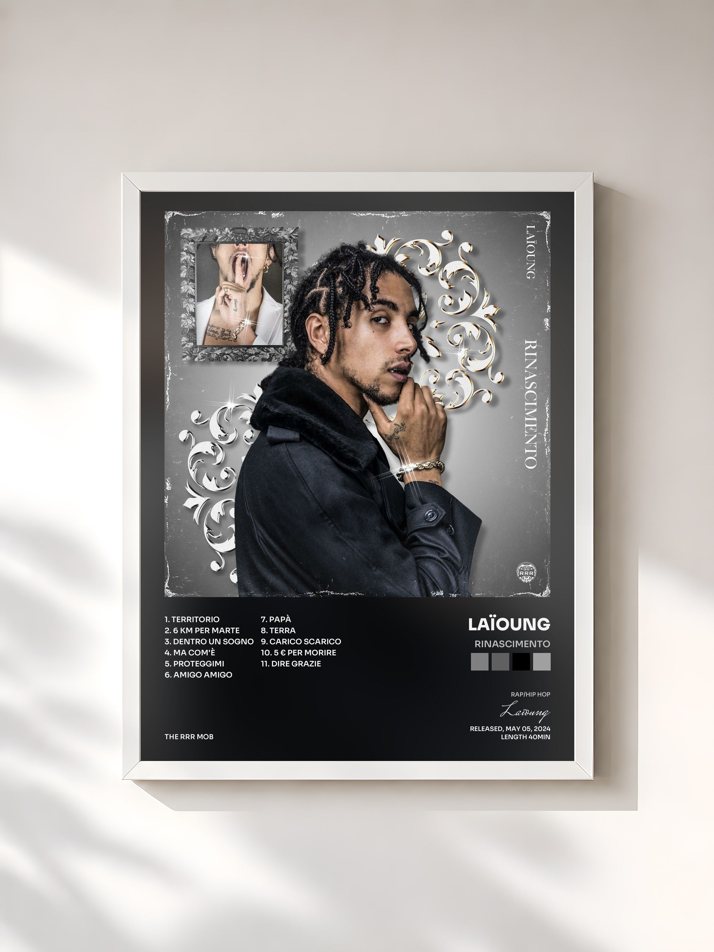 #blanc Tableau de l'album Rinascimento de Laïoung, cadre blanc, imprimé et encadré en France