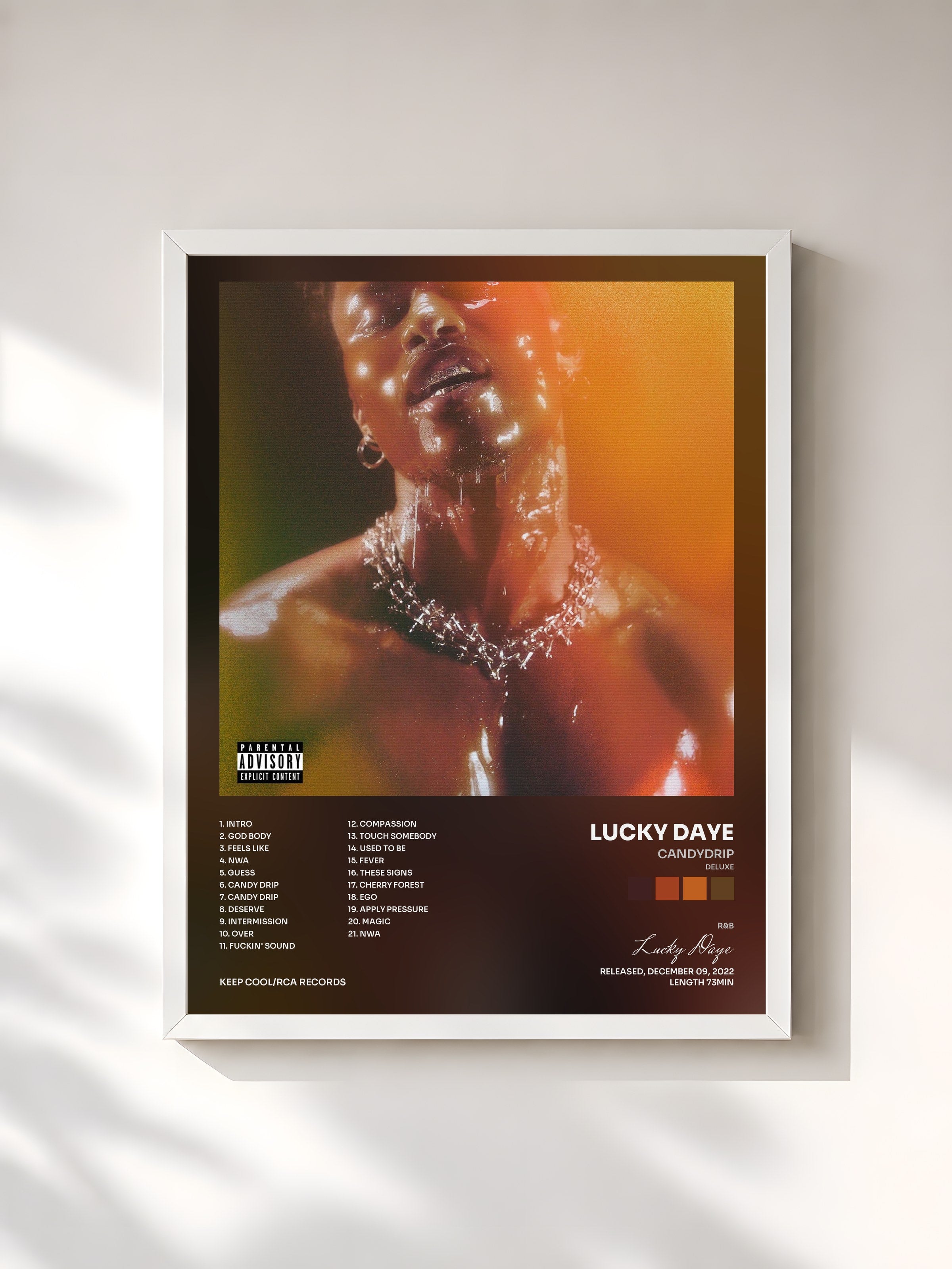 #blanc Tableau de l'album Candydrip (Deluxe) de Lucky Daye, cadre blanc, imprimé et encadré en France
