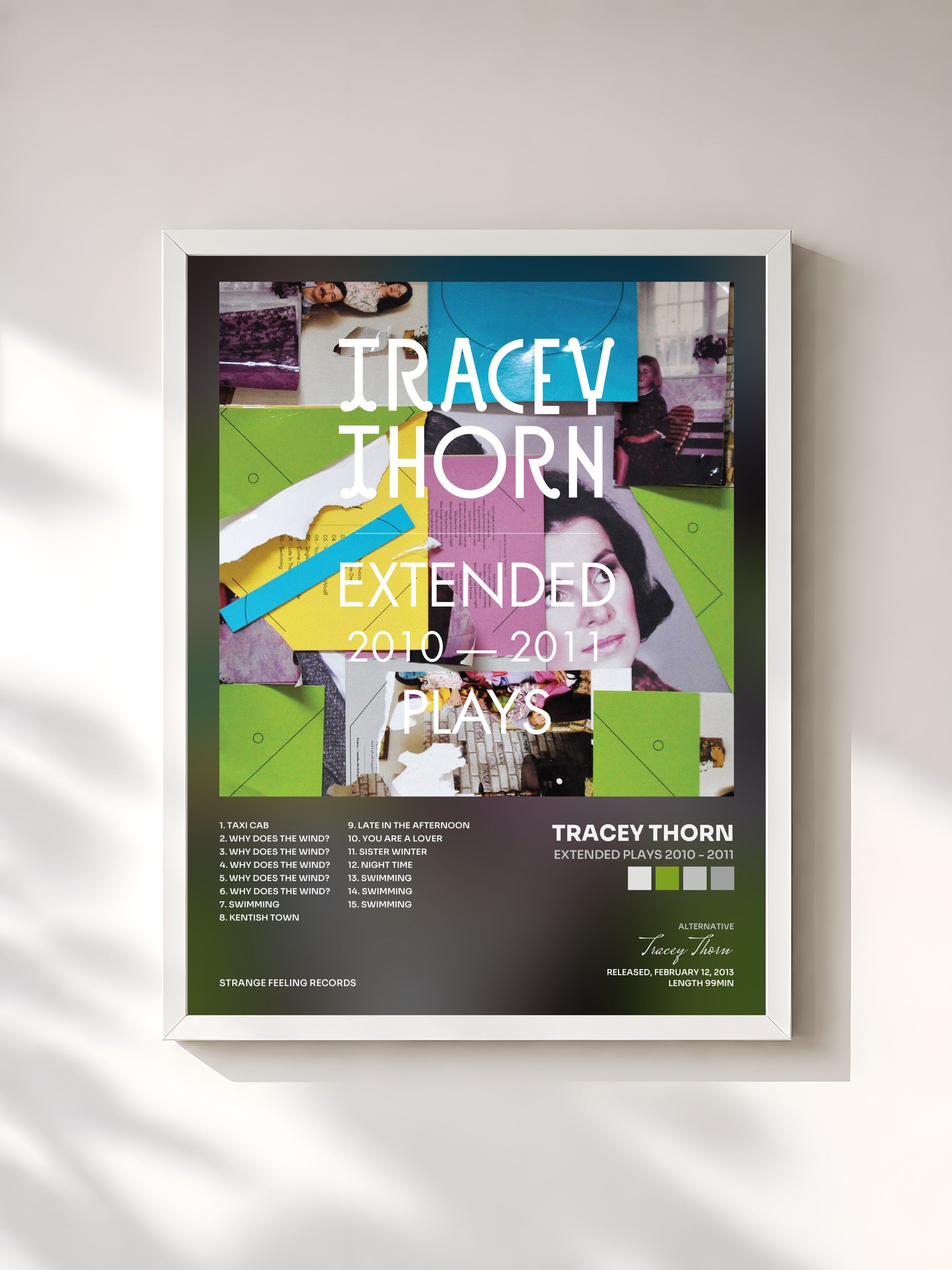 #blanc Tableau de l'album Extended Plays 2010 - 2011 de Tracey Thorn, cadre blanc, imprimé et encadré en France