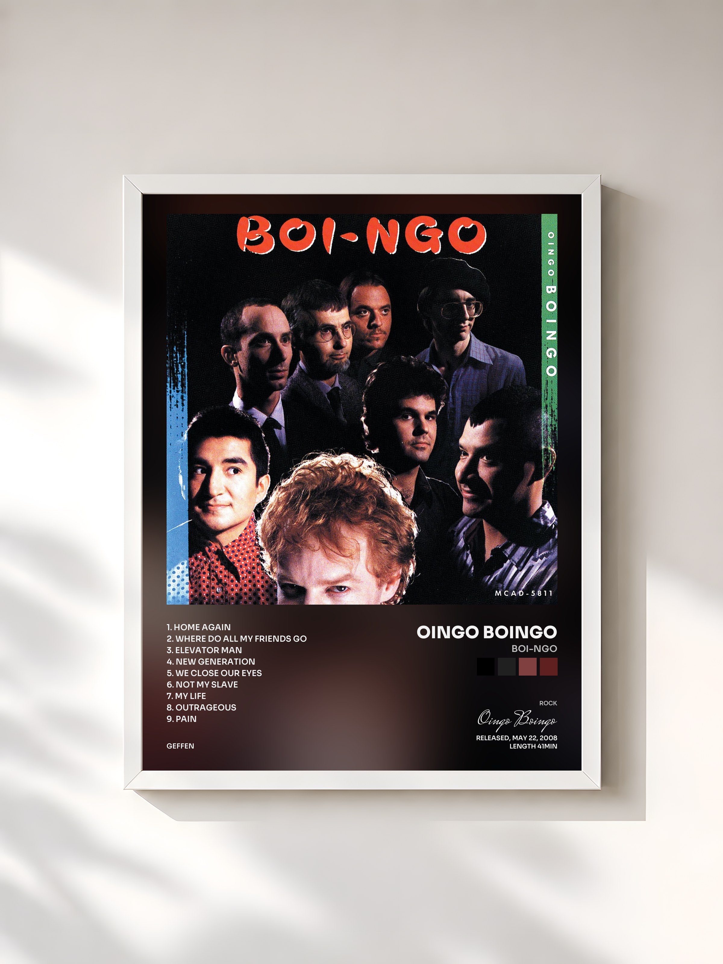 #blanc Tableau de l'album Boi-Ngo de Oingo Boingo, cadre blanc, imprimé et encadré en France