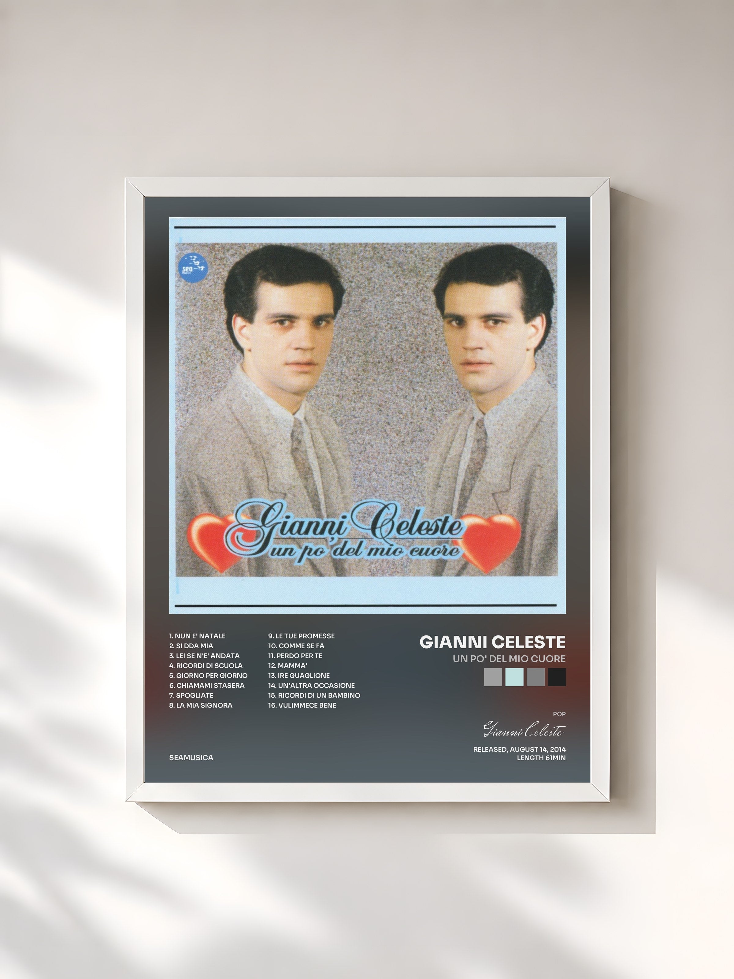 #blanc Tableau de l'album Un po' del mio cuore de Gianni Celeste, cadre blanc, imprimé et encadré en France