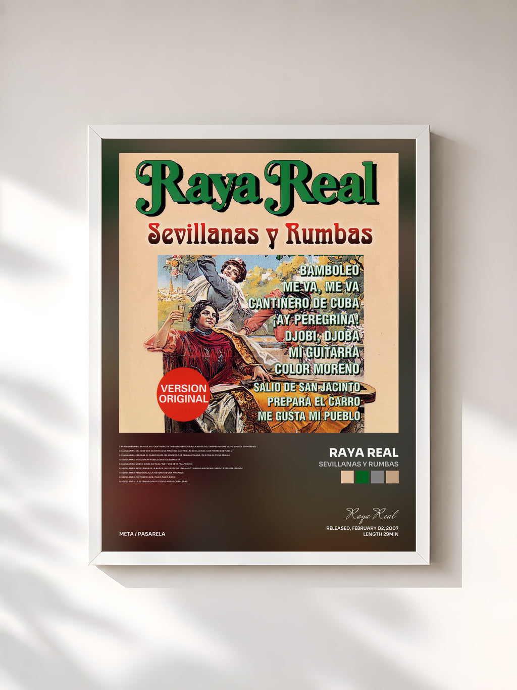 #blanc Tableau de l'album Sevillanas Y Rumbas de Raya Real, cadre blanc, imprimé et encadré en France