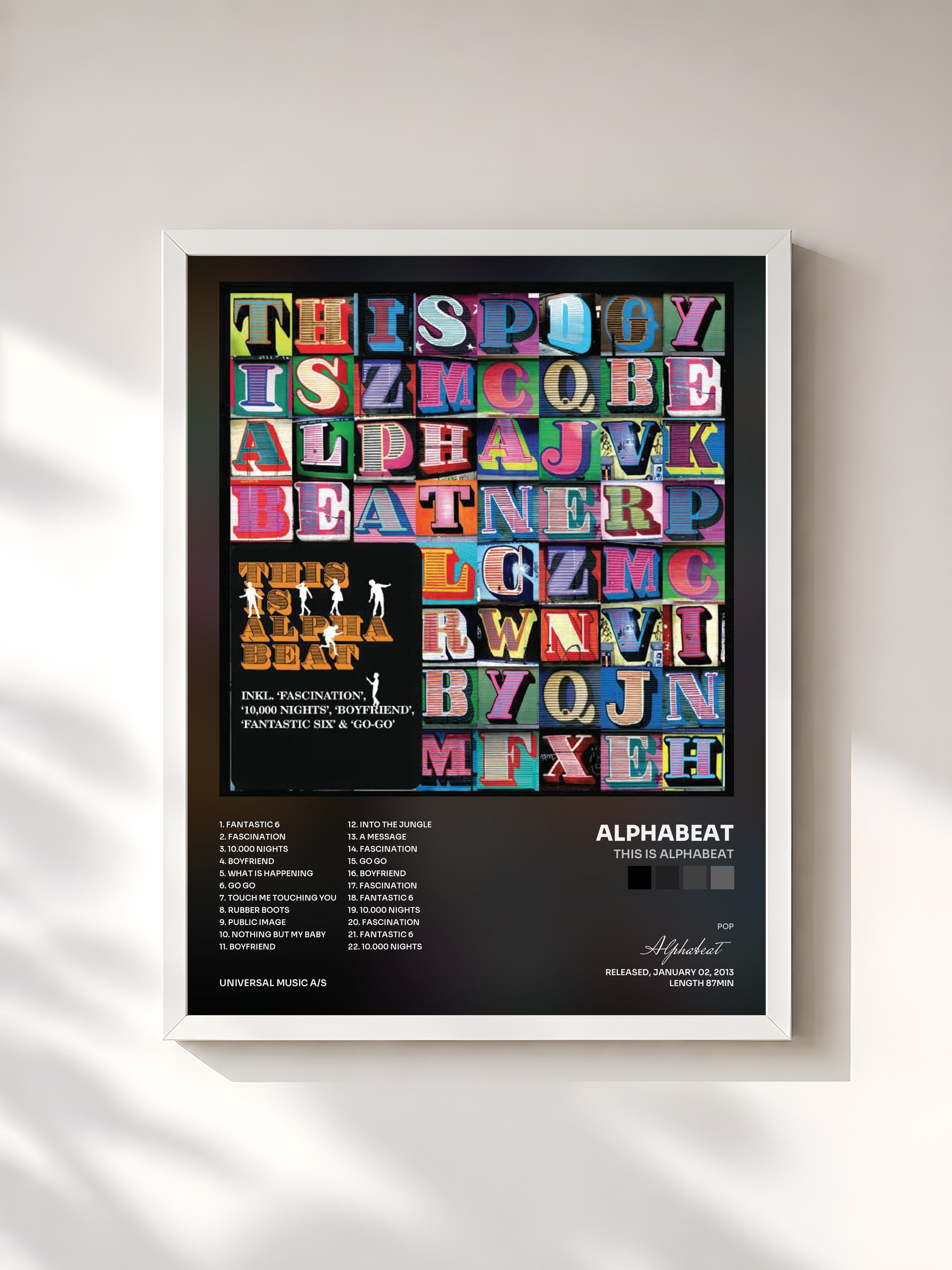 #blanc Tableau de l'album This Is Alphabeat de Alphabeat, cadre blanc, imprimé et encadré en France