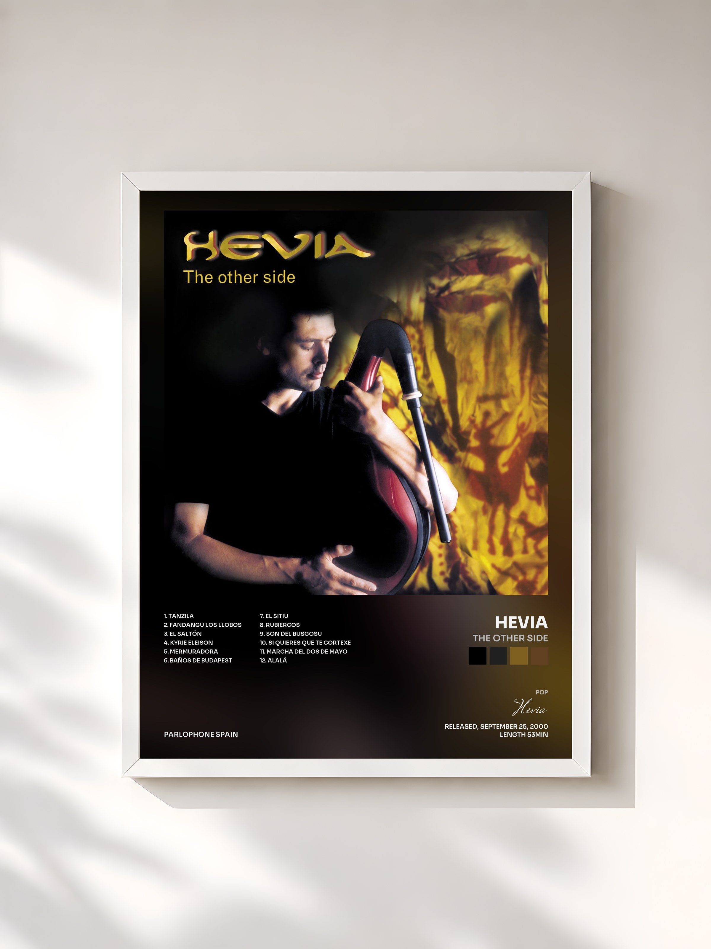 #blanc Tableau de l'album The Other Side de Hevia, cadre blanc, imprimé et encadré en France