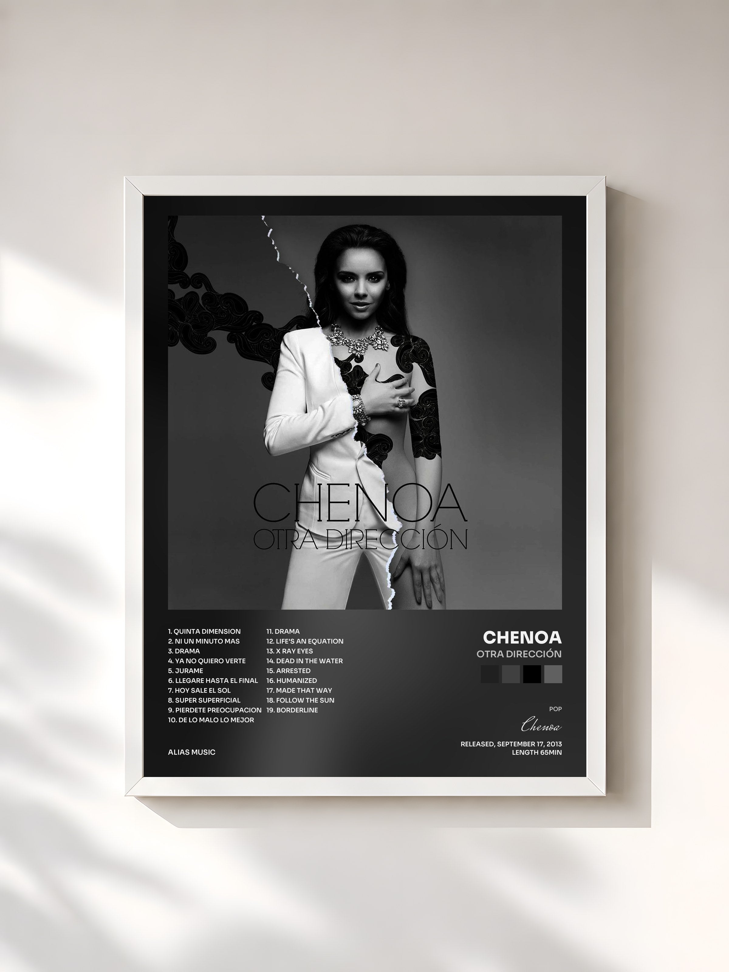 #blanc Tableau de l'album Otra Dirección de Chenoa, cadre blanc, imprimé et encadré en France