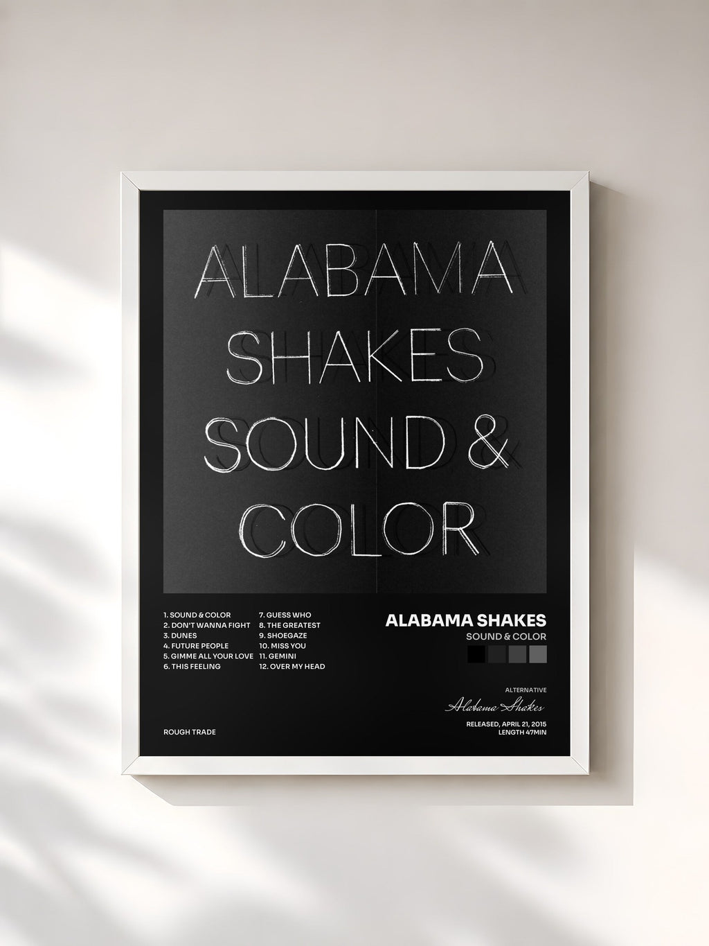 #blanc Sound & Color di Alabama Shakes in stampa incorniciata, cornice bianca, stampata e incorniciata in Francia