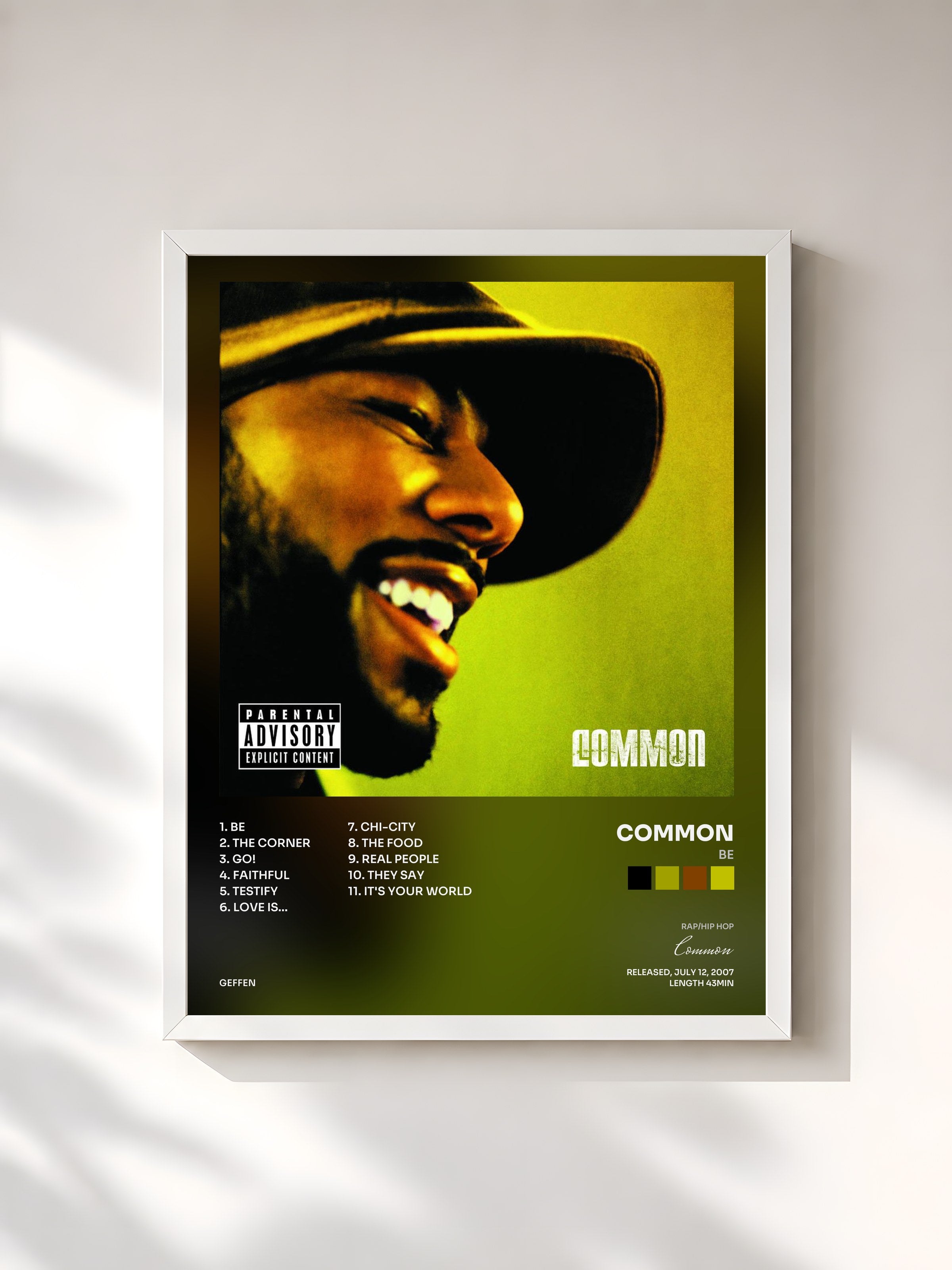 #blanc Tableau de l'album Be de Common, cadre blanc, imprimé et encadré en France