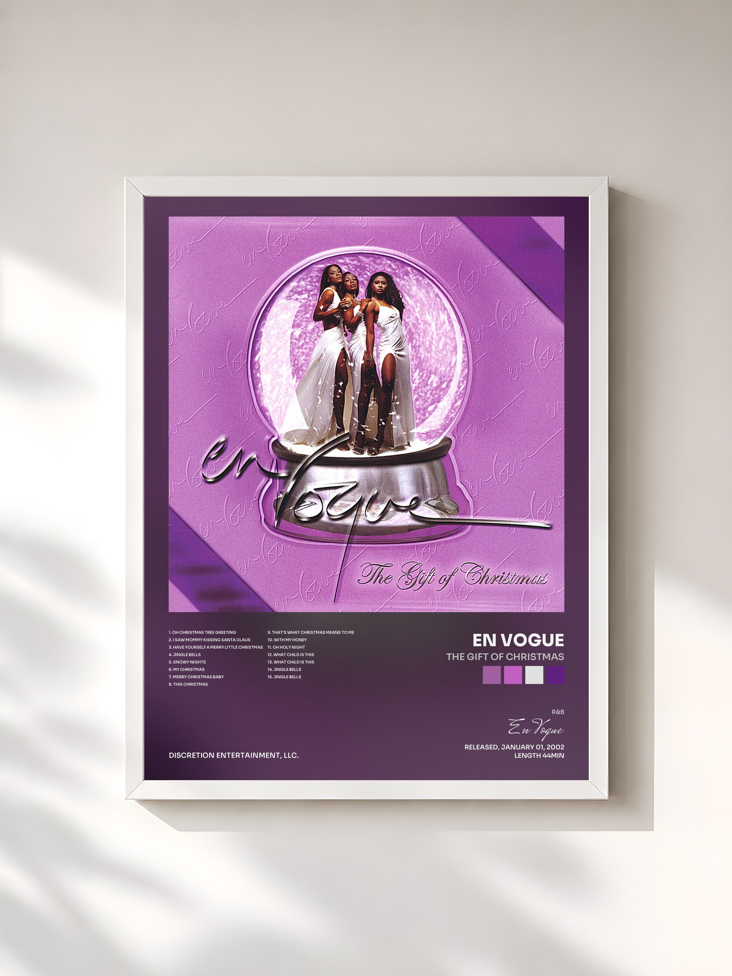 #blanc Tableau de l'album The Gift Of Christmas de En Vogue, cadre blanc, imprimé et encadré en France