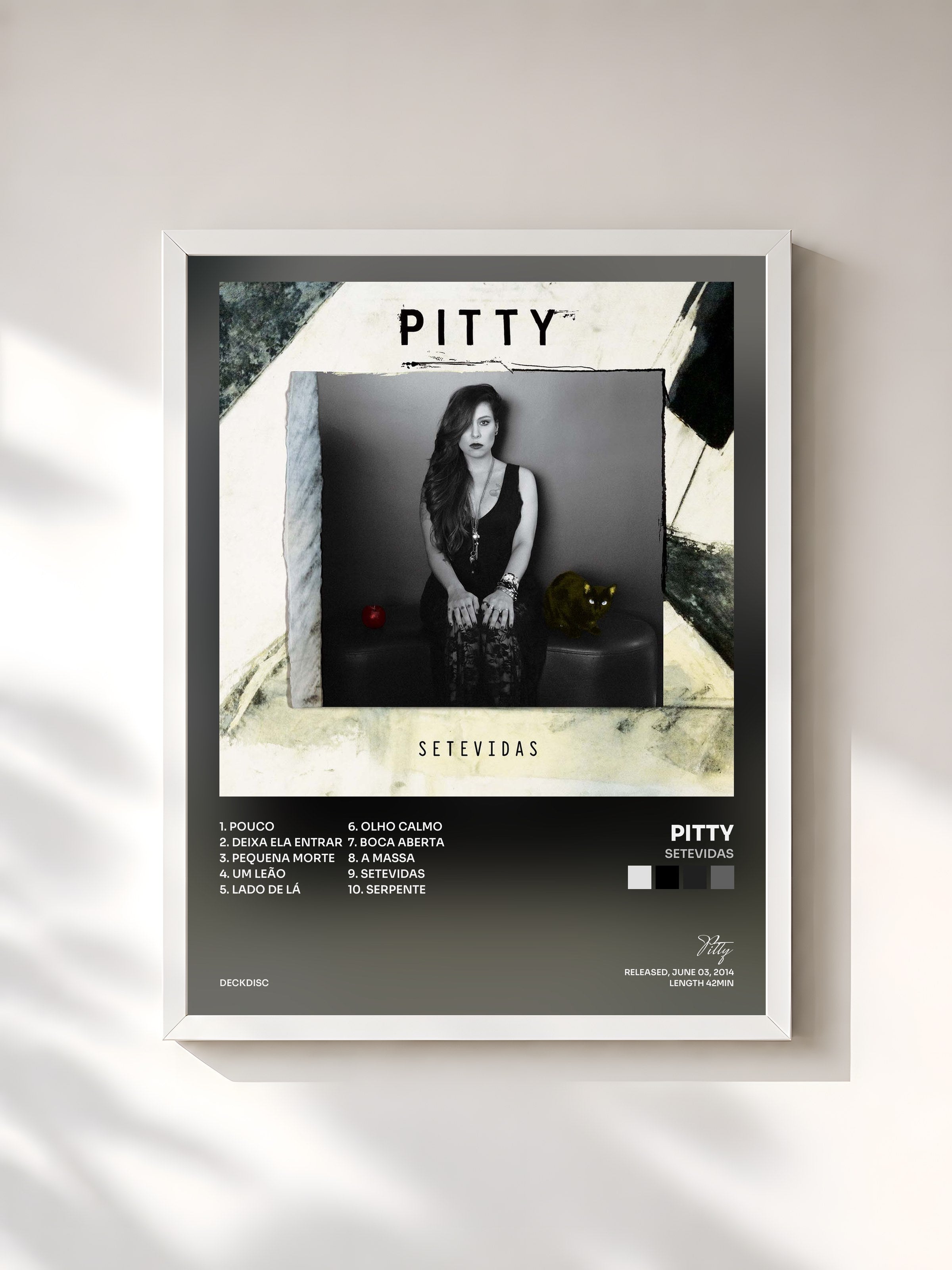 #blanc Tableau de l'album Setevidas de Pitty, cadre blanc, imprimé et encadré en France