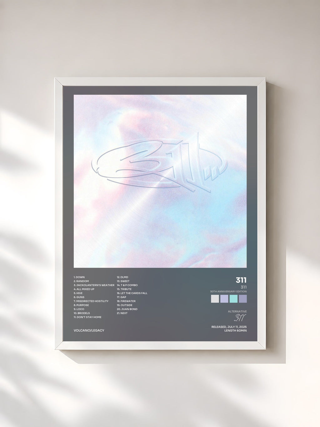 #blanc 311 (30th Anniversary Edition) by 311 as a framed art print, white frame, printed and framed in France
