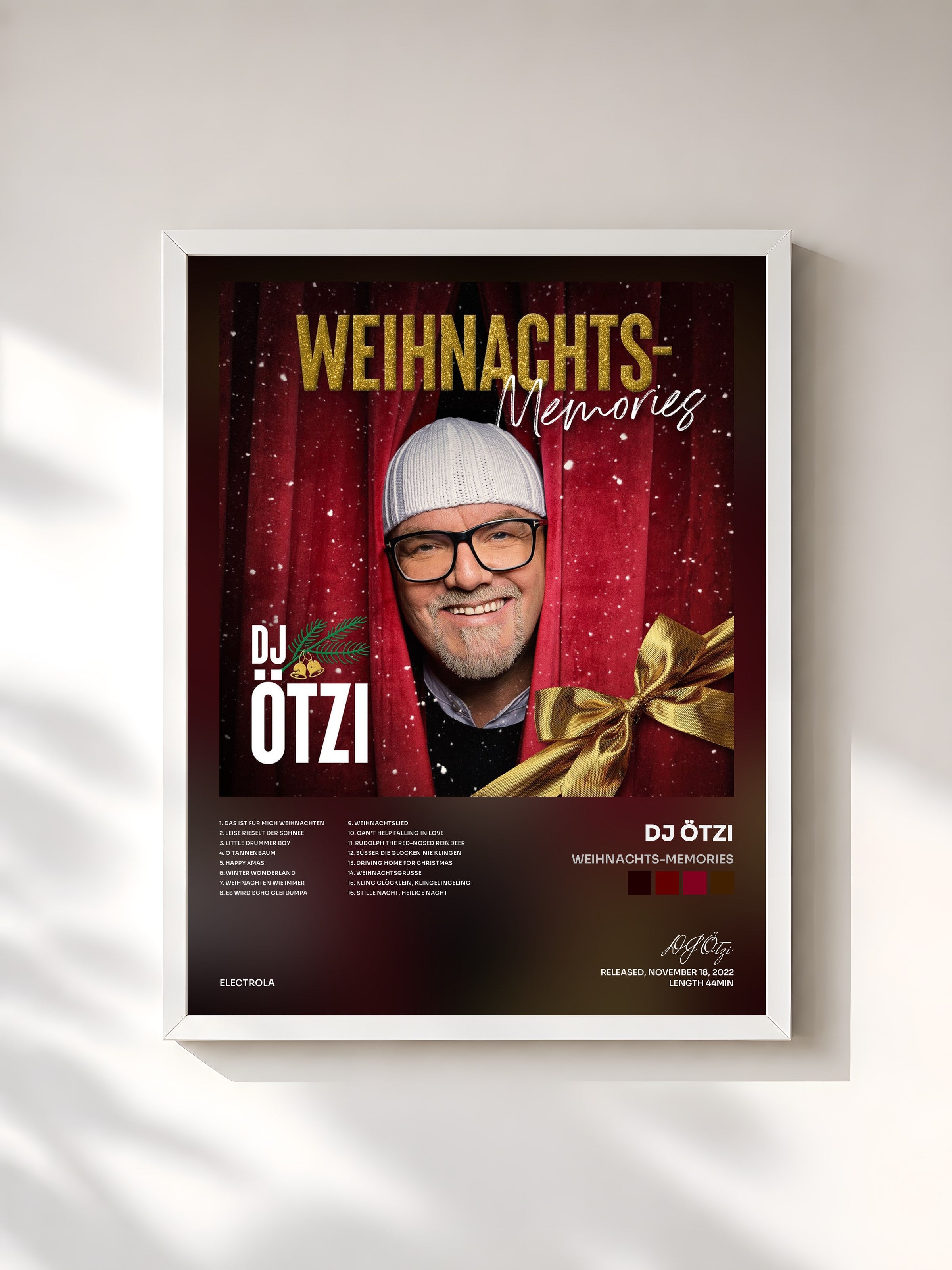#blanc Tableau de l'album Weihnachts-Memories de DJ Ötzi, cadre blanc, imprimé et encadré en France