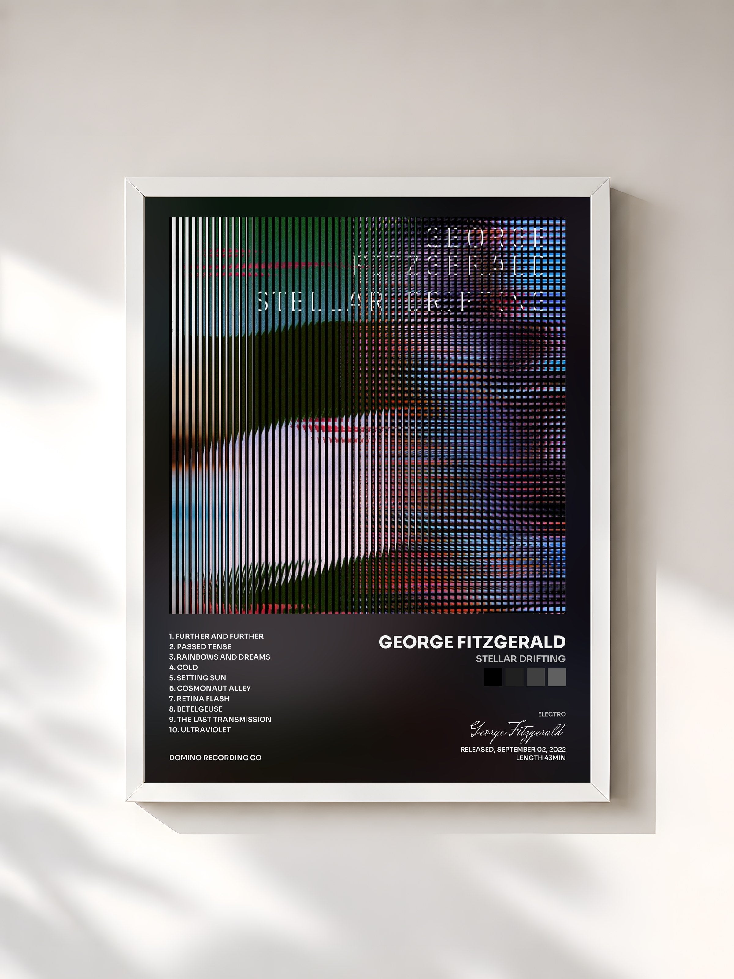 #blanc Tableau de l'album Stellar Drifting de George Fitzgerald, cadre blanc, imprimé et encadré en France