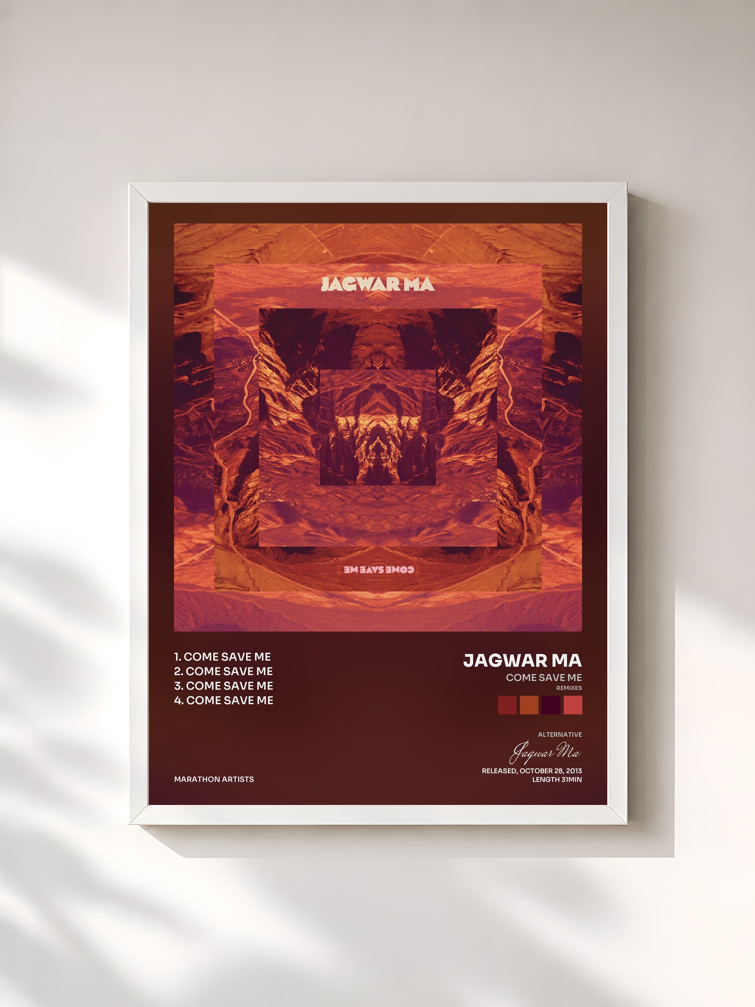 #blanc Tableau de l'album Come Save Me (Remixes) de Jagwar Ma, cadre blanc, imprimé et encadré en France
