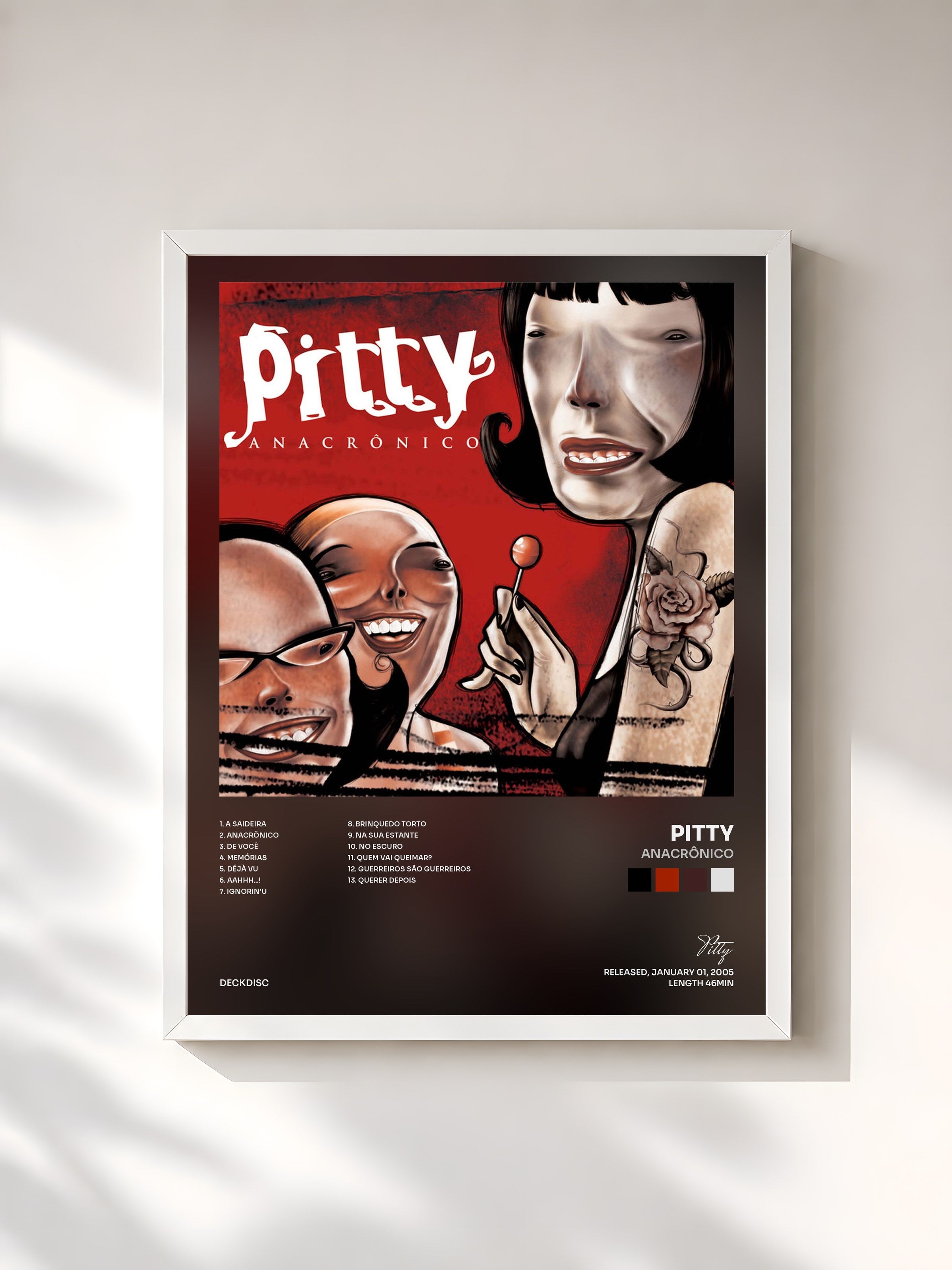 #blanc Tableau de l'album Anacrônico de Pitty, cadre blanc, imprimé et encadré en France
