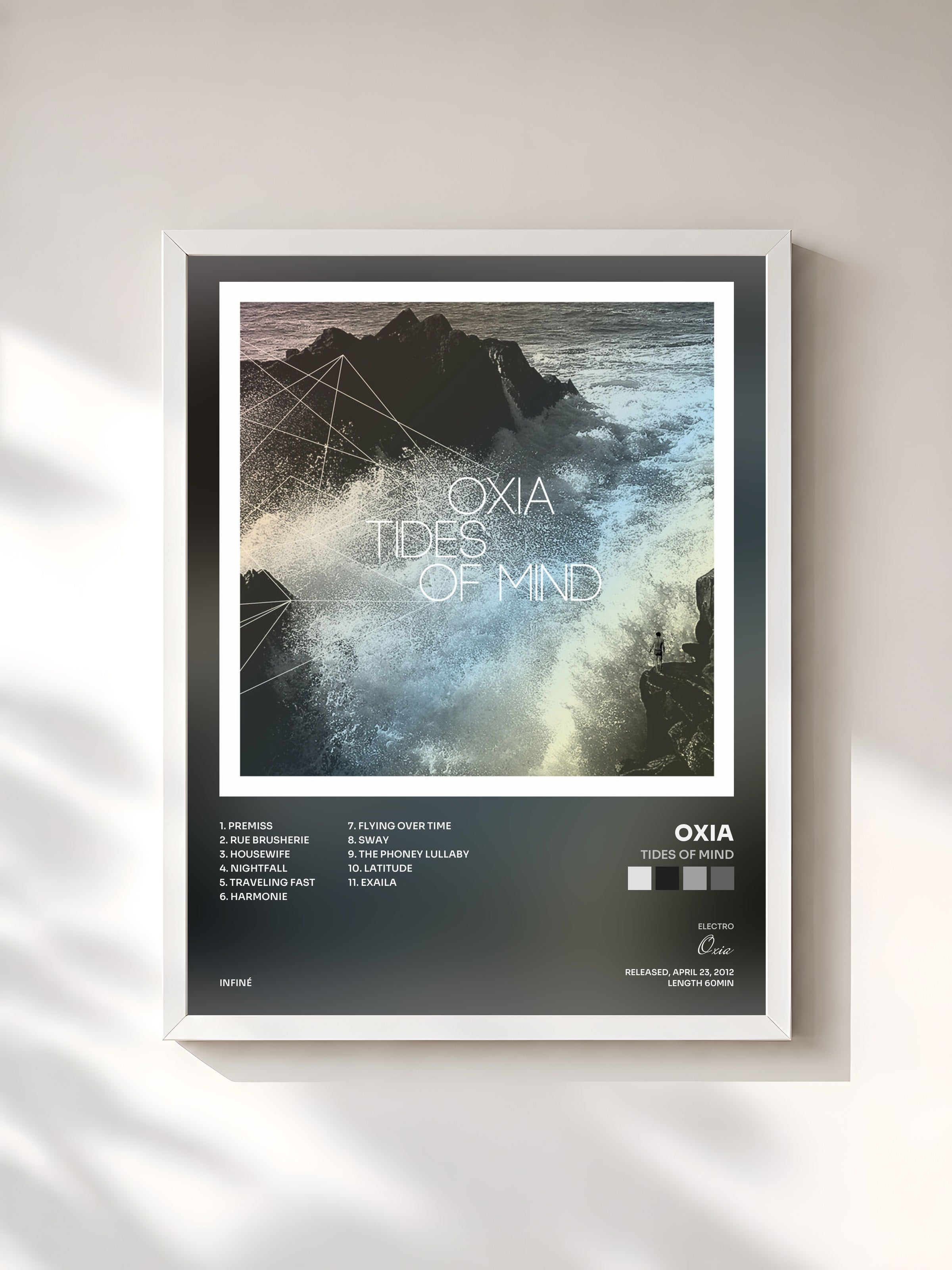 #blanc Tableau de l'album Tides of Mind de Oxia, cadre blanc, imprimé et encadré en France