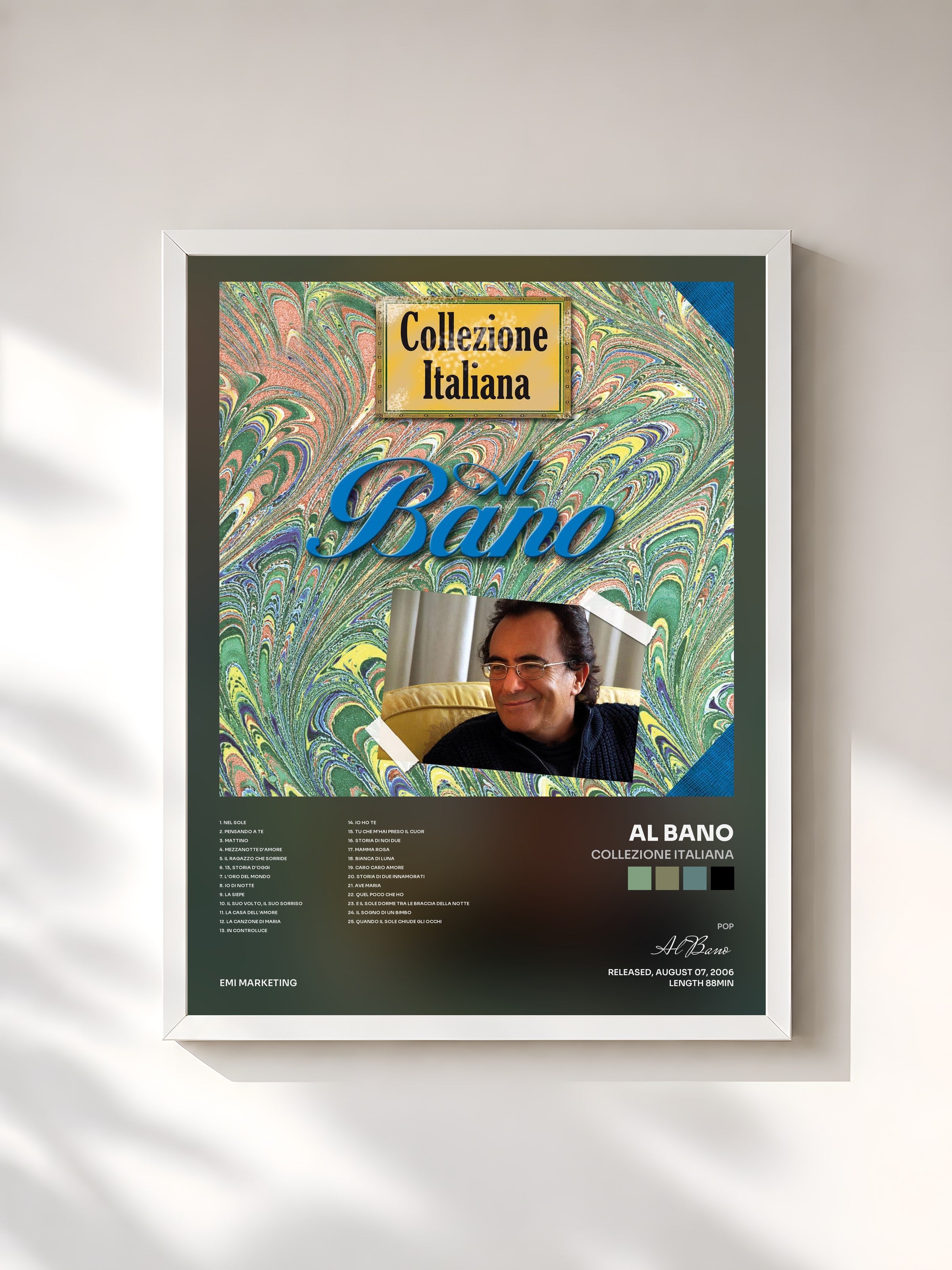 #blanc Tableau de l'album Collezione Italiana de Al Bano, cadre blanc, imprimé et encadré en France
