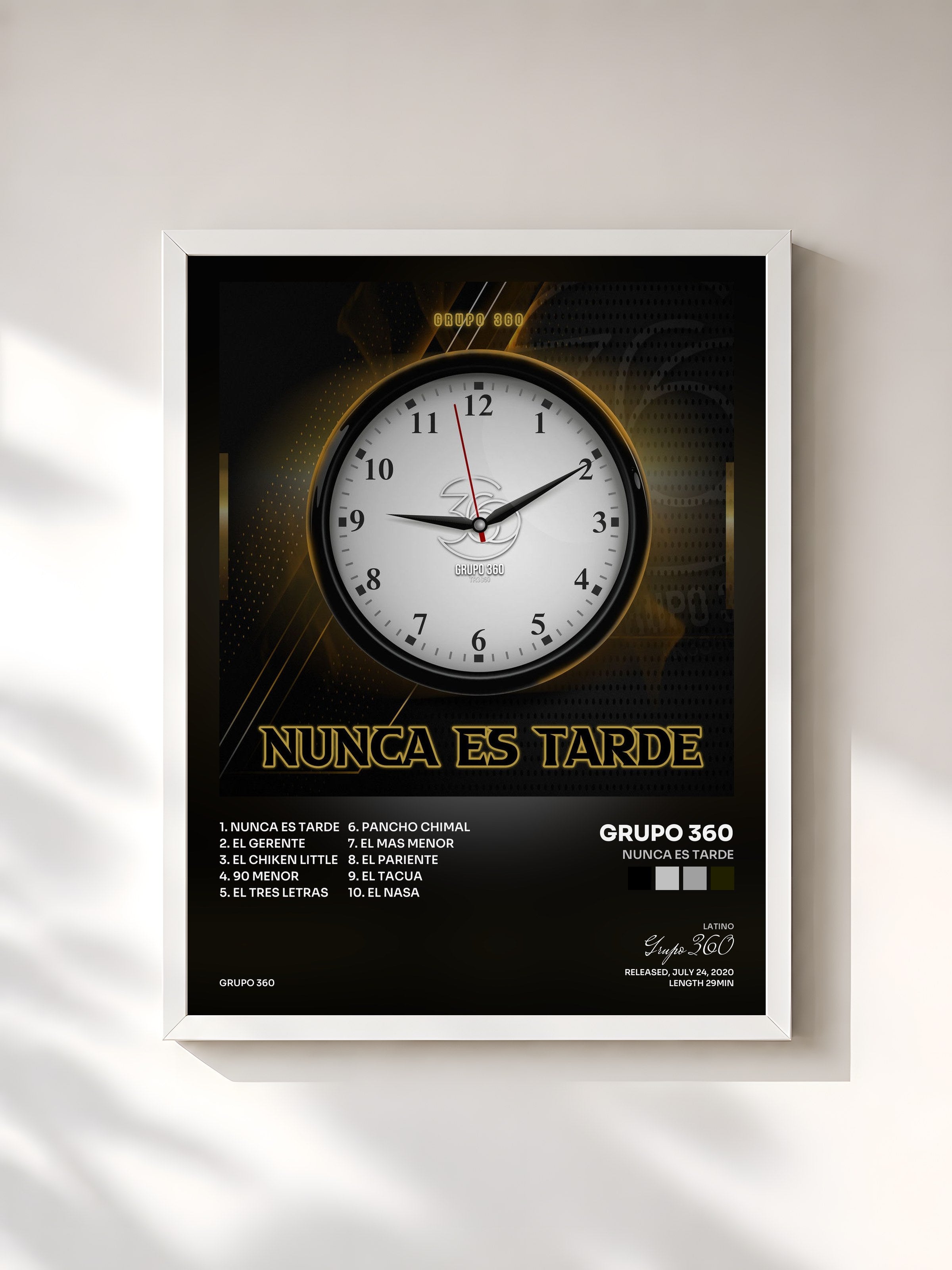 #blanc Tableau de l'album Nunca Es Tarde de Grupo 360, cadre blanc, imprimé et encadré en France