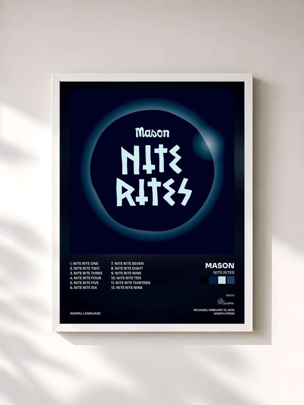 #blanc Tableau de l'album Nite Rites de Mason, cadre blanc, imprimé et encadré en France