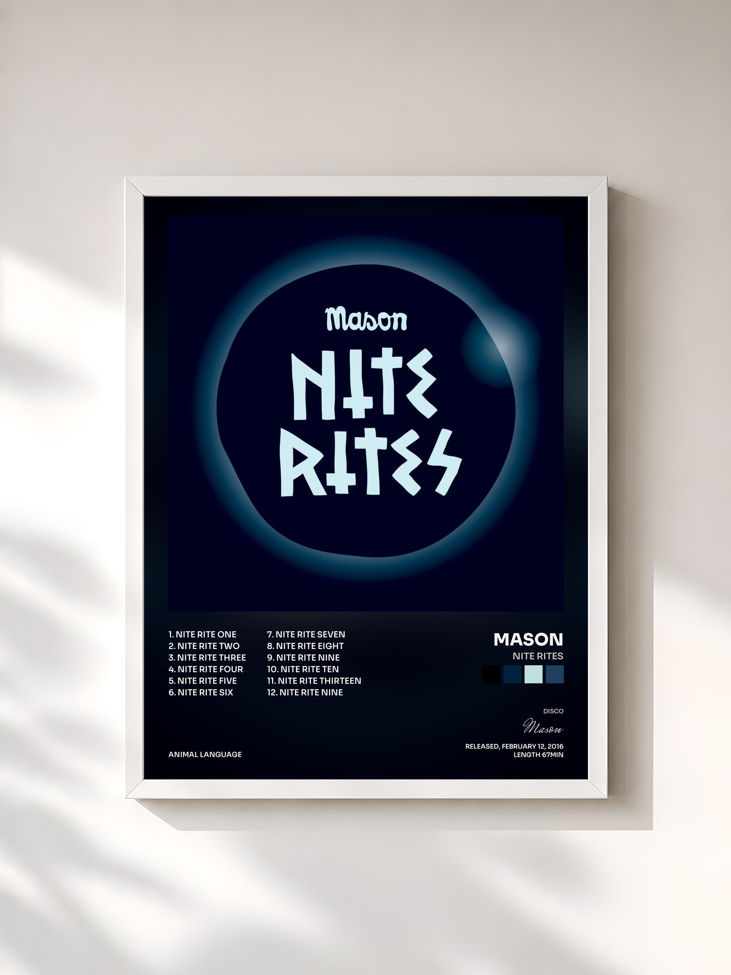 #blanc Tableau de l'album Nite Rites de Mason, cadre blanc, imprimé et encadré en France