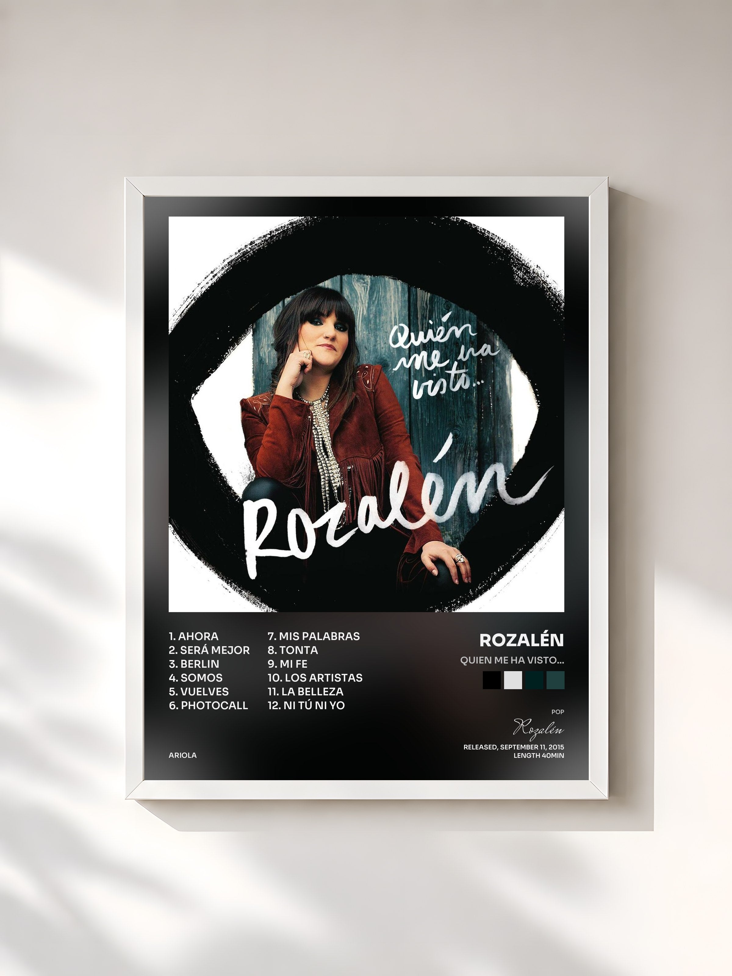 #blanc Tableau de l'album Quien Me Ha Visto... de Rozalén, cadre blanc, imprimé et encadré en France