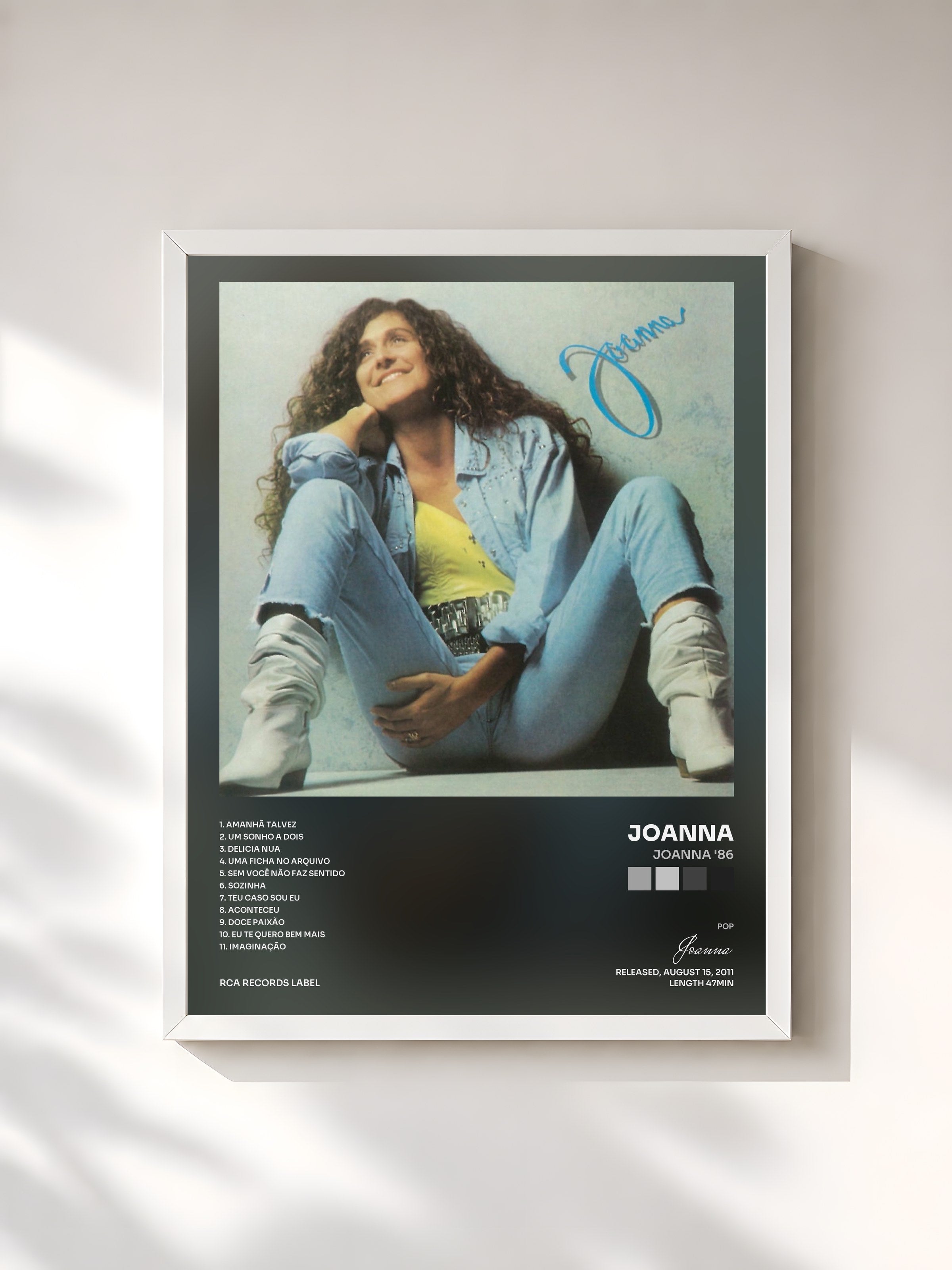 #blanc Tableau de l'album Joanna '86 de Joanna, cadre blanc, imprimé et encadré en France