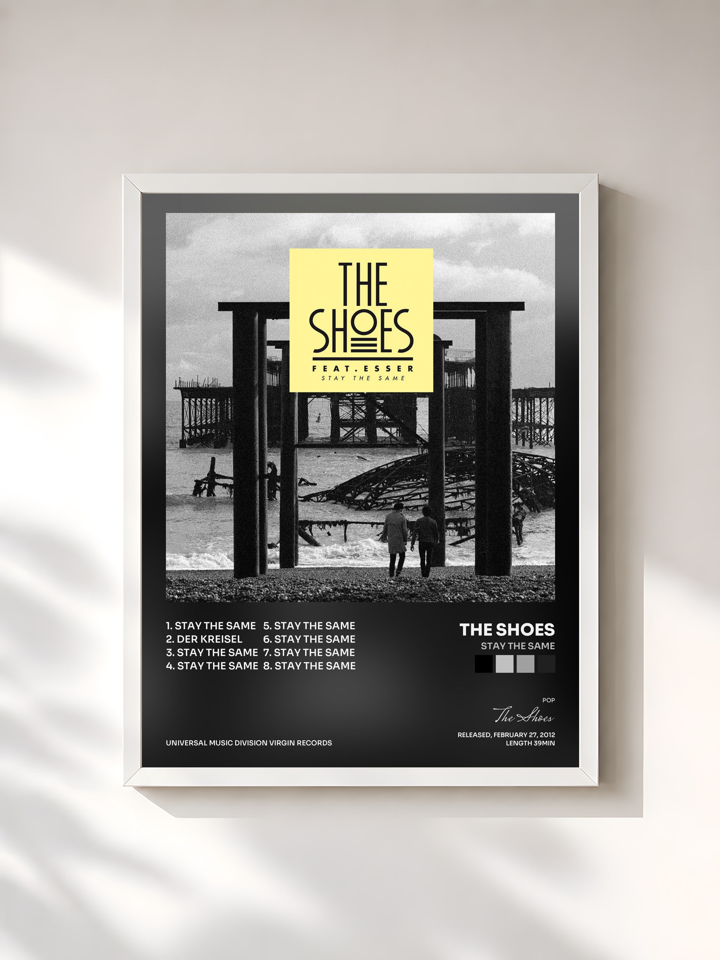 #blanc Tableau de l'album Stay The Same de The Shoes, cadre blanc, imprimé et encadré en France