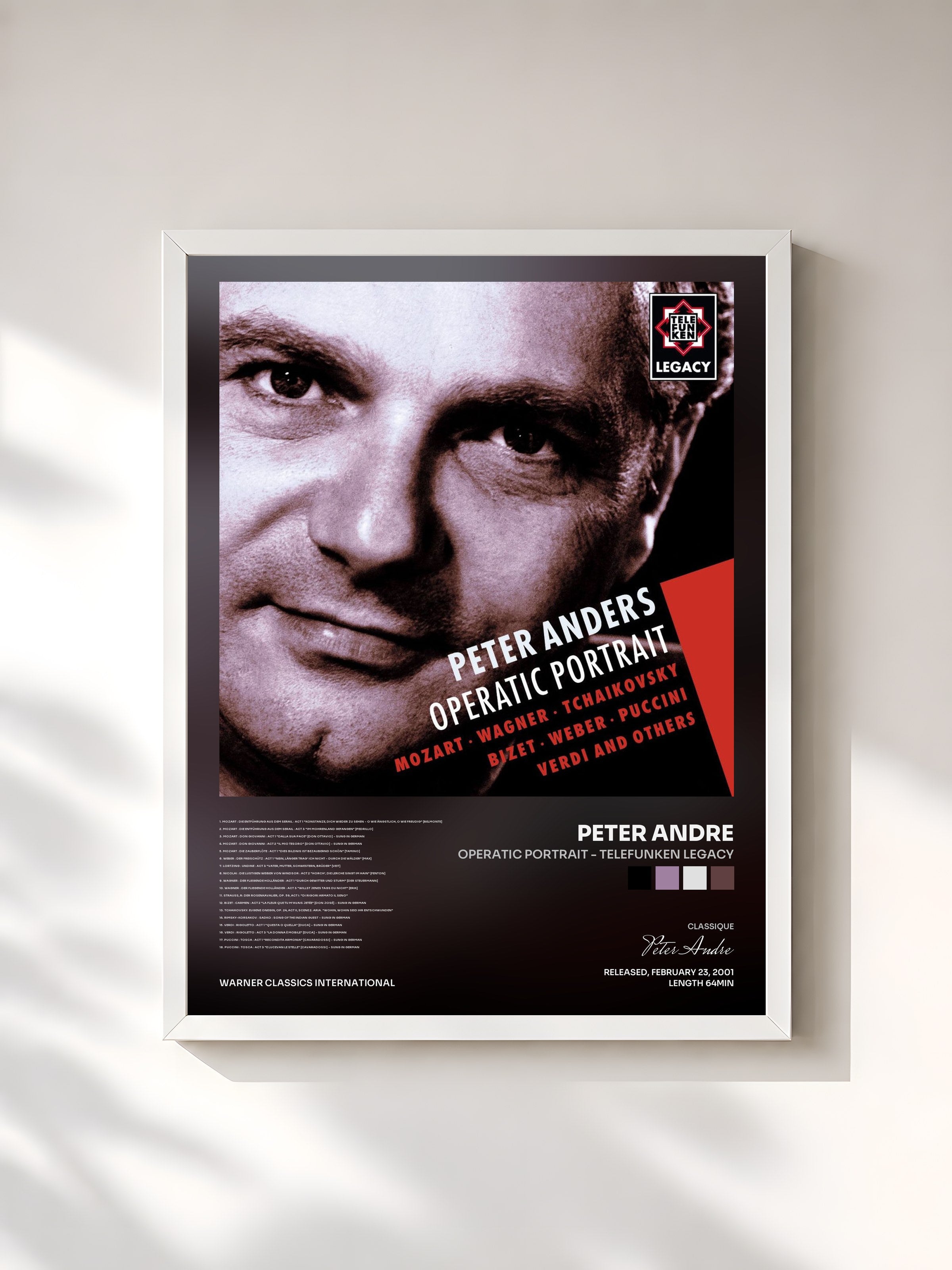#blanc Tableau de l'album Operatic Portrait - Telefunken Legacy de Peter Andre, cadre blanc, imprimé et encadré en France