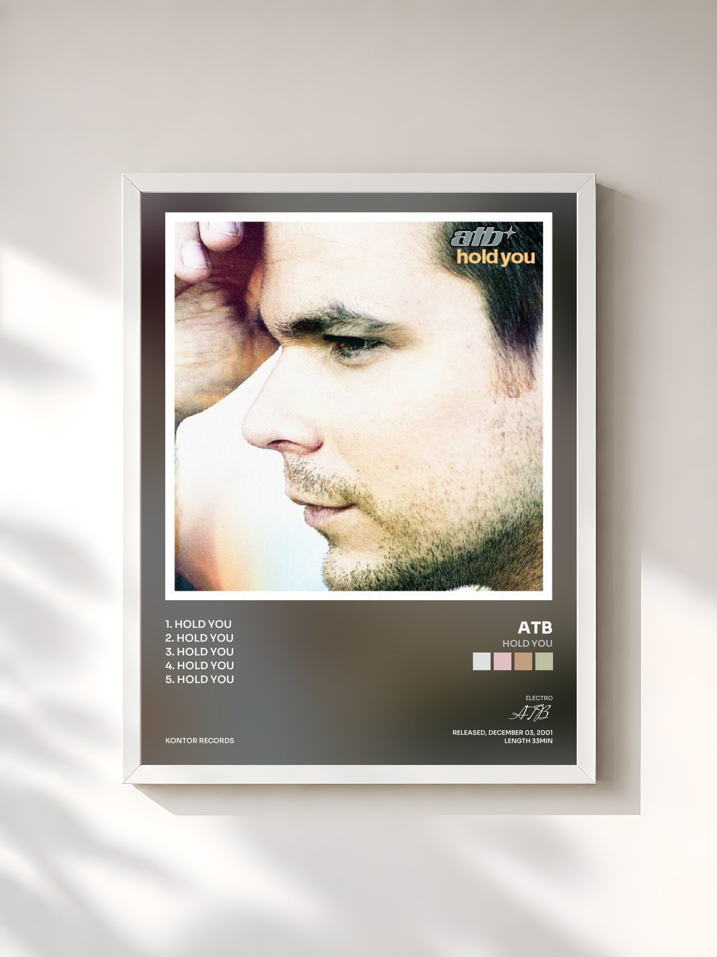 #blanc Tableau de l'album Hold You de ATB, cadre blanc, imprimé et encadré en France