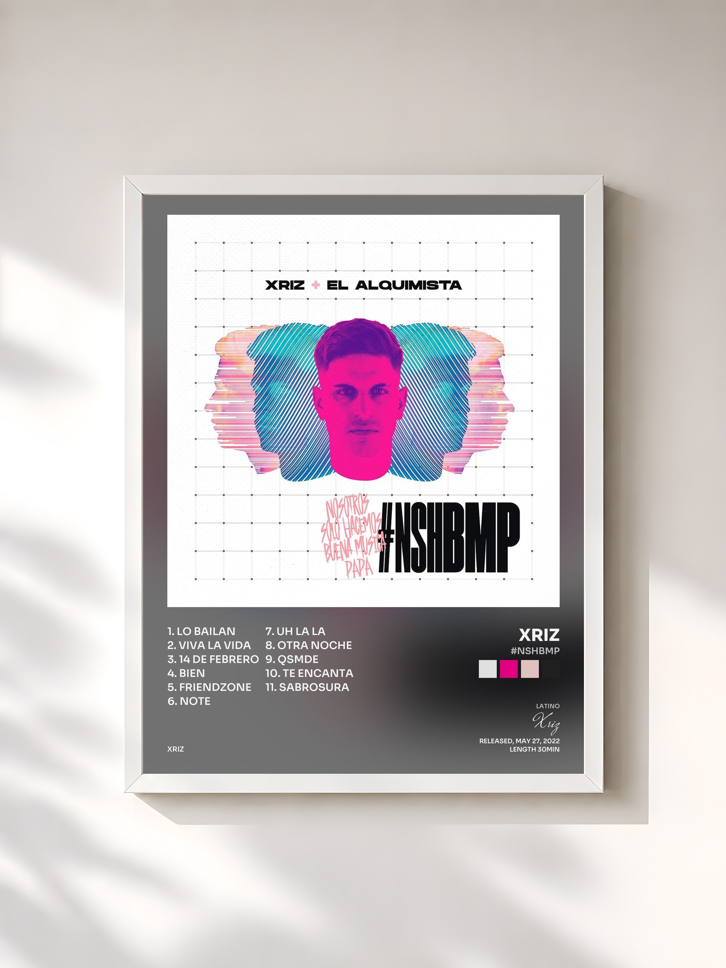 #blanc Tableau de l'album #NSHBMP de Xriz, cadre blanc, imprimé et encadré en France