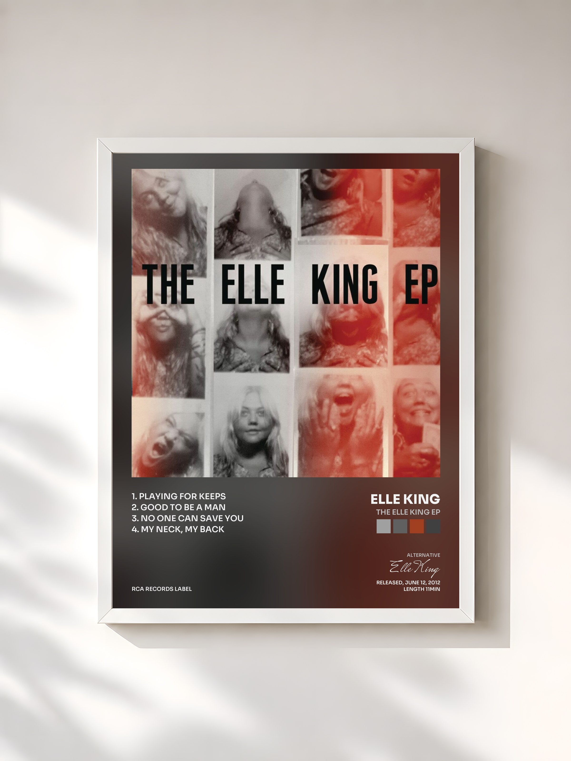 #blanc Tableau de l'album The Elle King EP de Elle King, cadre blanc, imprimé et encadré en France
