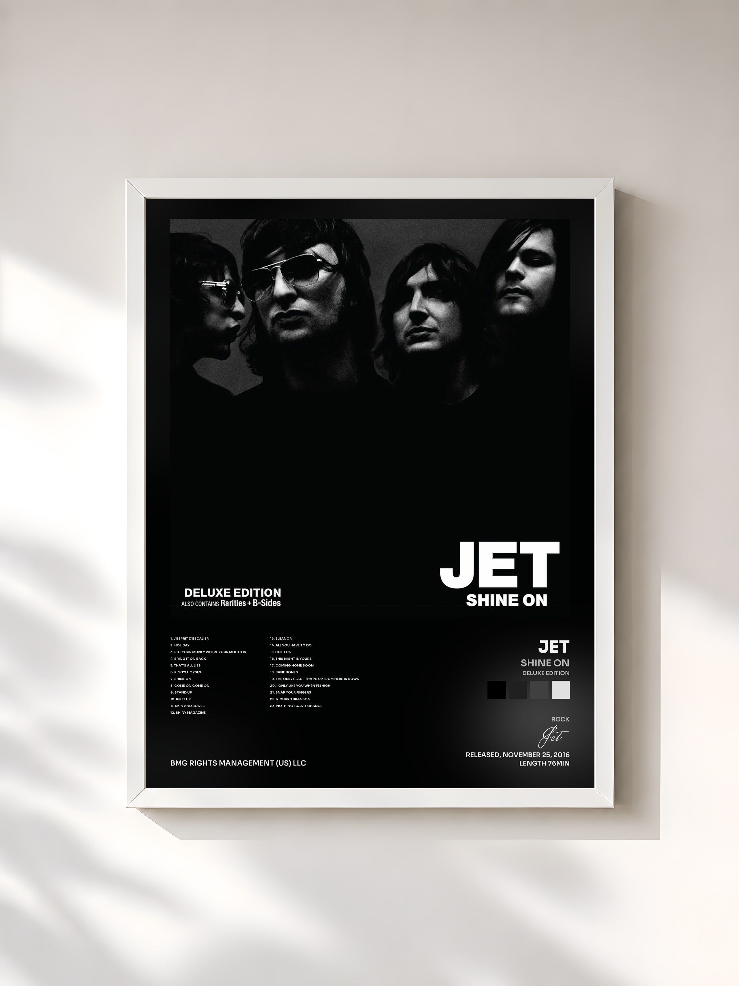 #blanc Tableau de l'album Shine On (Deluxe Edition) de Jet, cadre blanc, imprimé et encadré en France