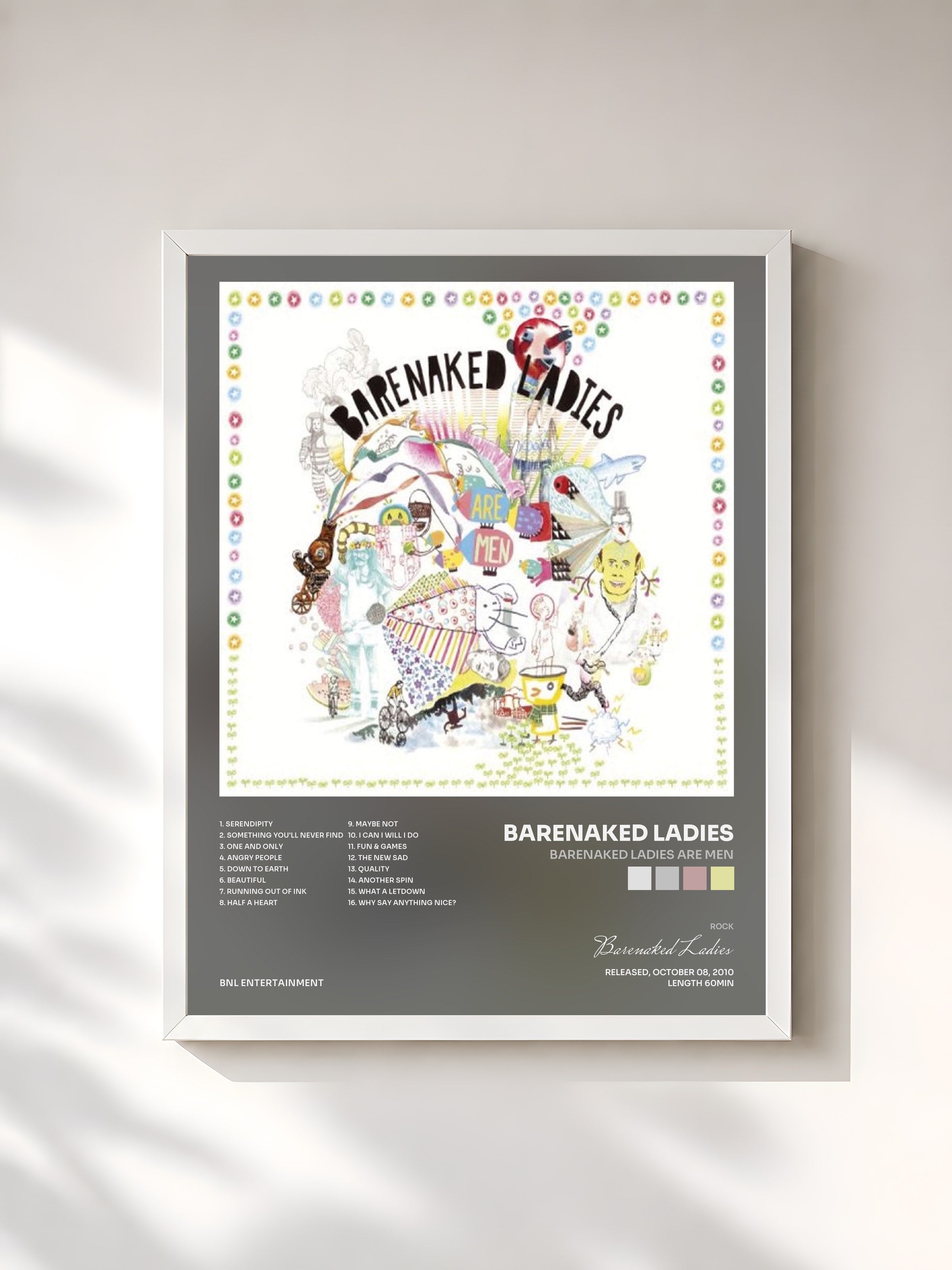 #blanc Tableau de l'album Barenaked Ladies Are Men de Barenaked Ladies, cadre blanc, imprimé et encadré en France