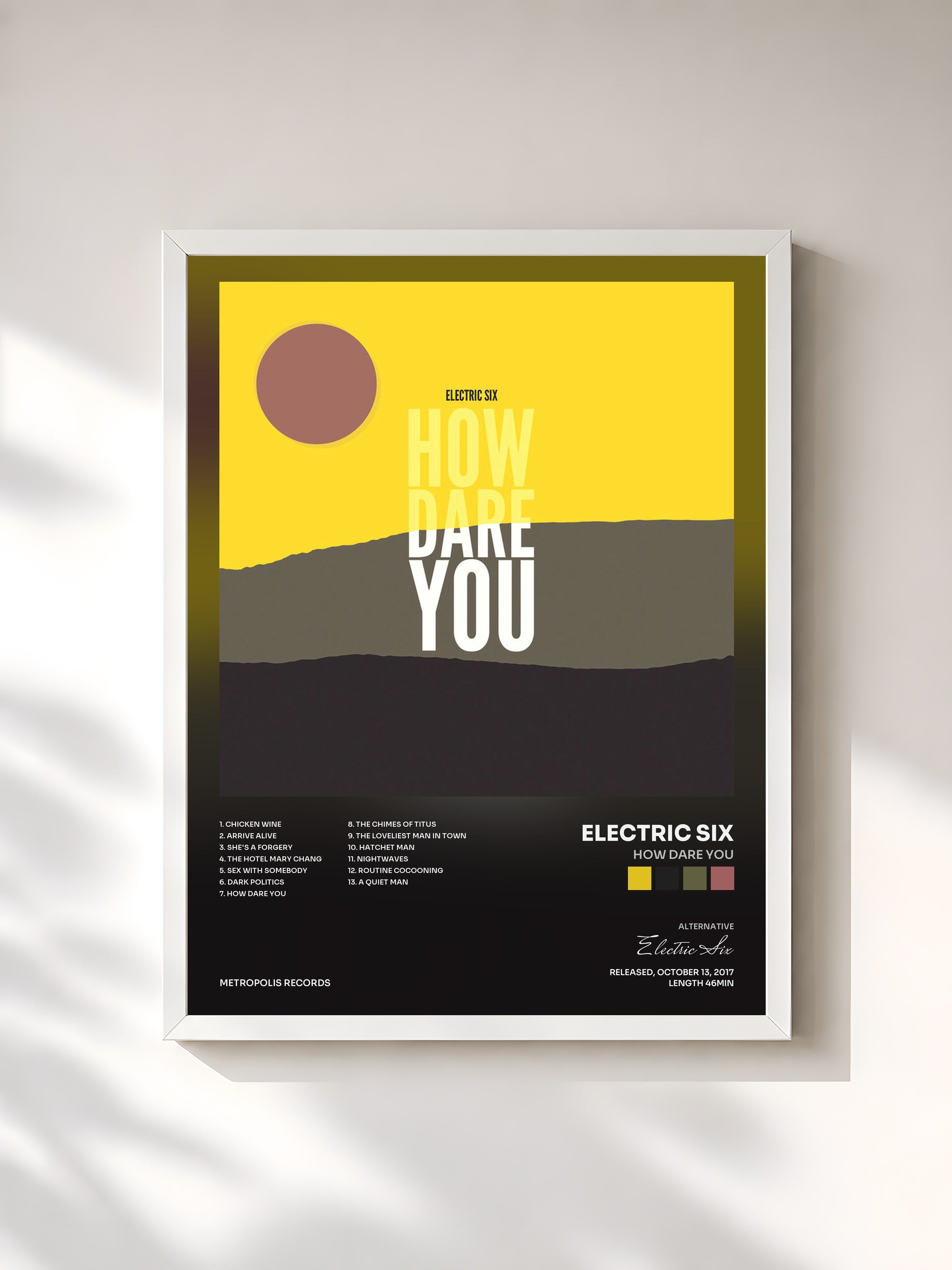#blanc Tableau de l'album How Dare You de Electric Six, cadre blanc, imprimé et encadré en France
