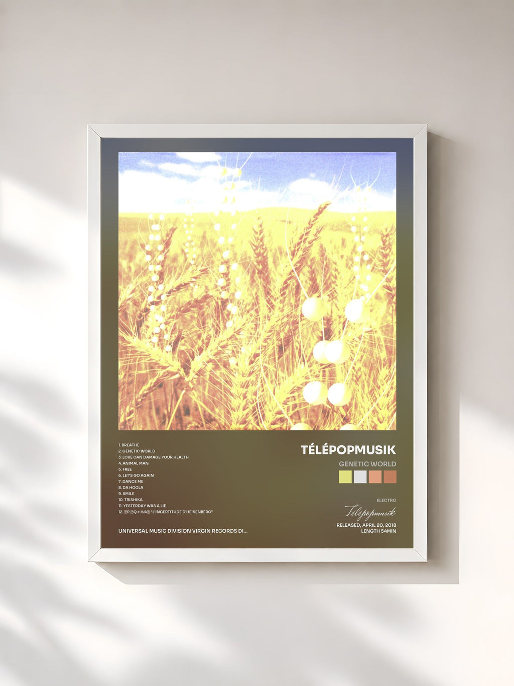 #blanc Genetic World by Télépopmusik as a framed art print, white frame, printed and framed in France