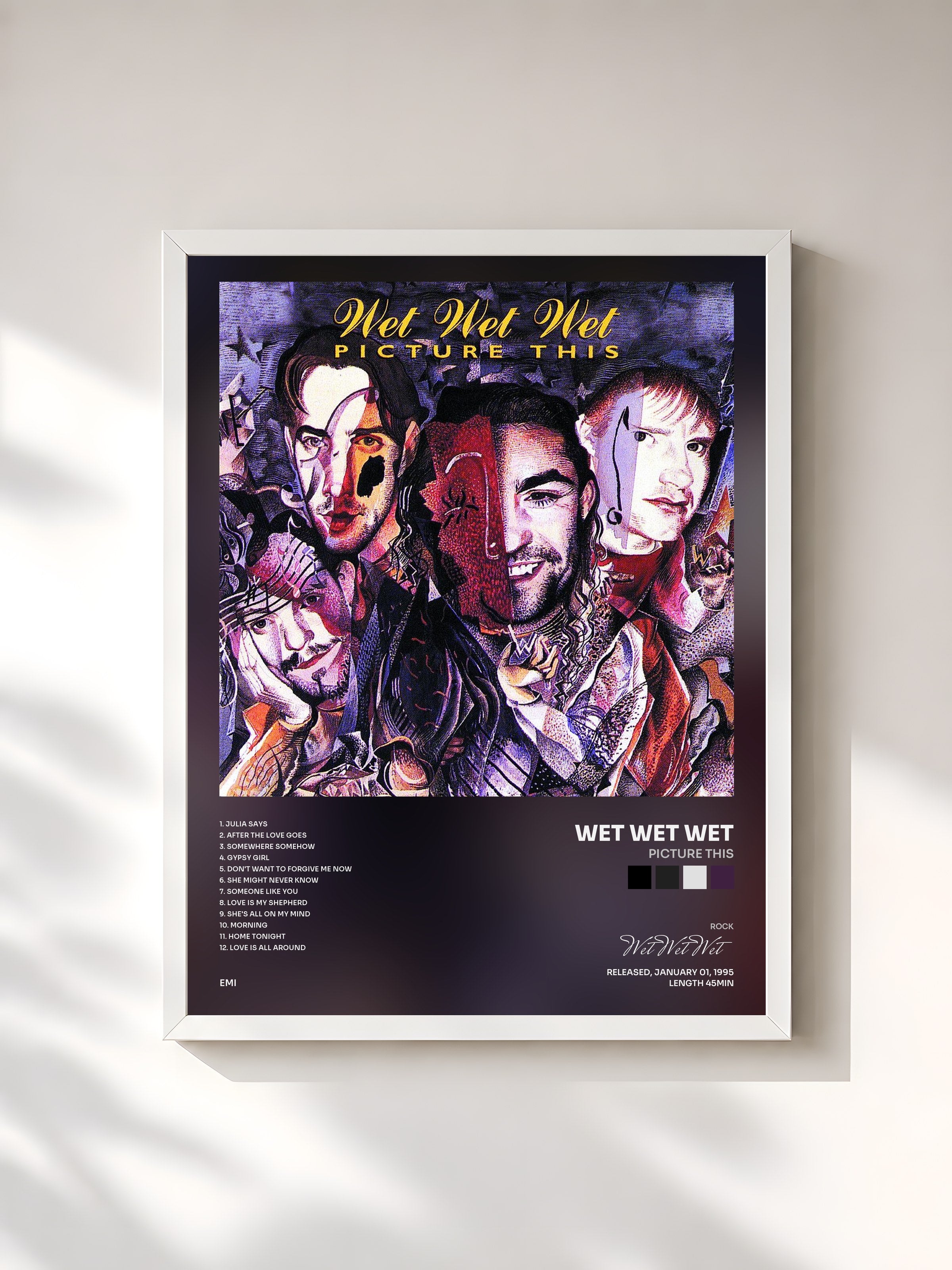 #blanc Tableau de l'album Picture This de Wet Wet Wet, cadre blanc, imprimé et encadré en France
