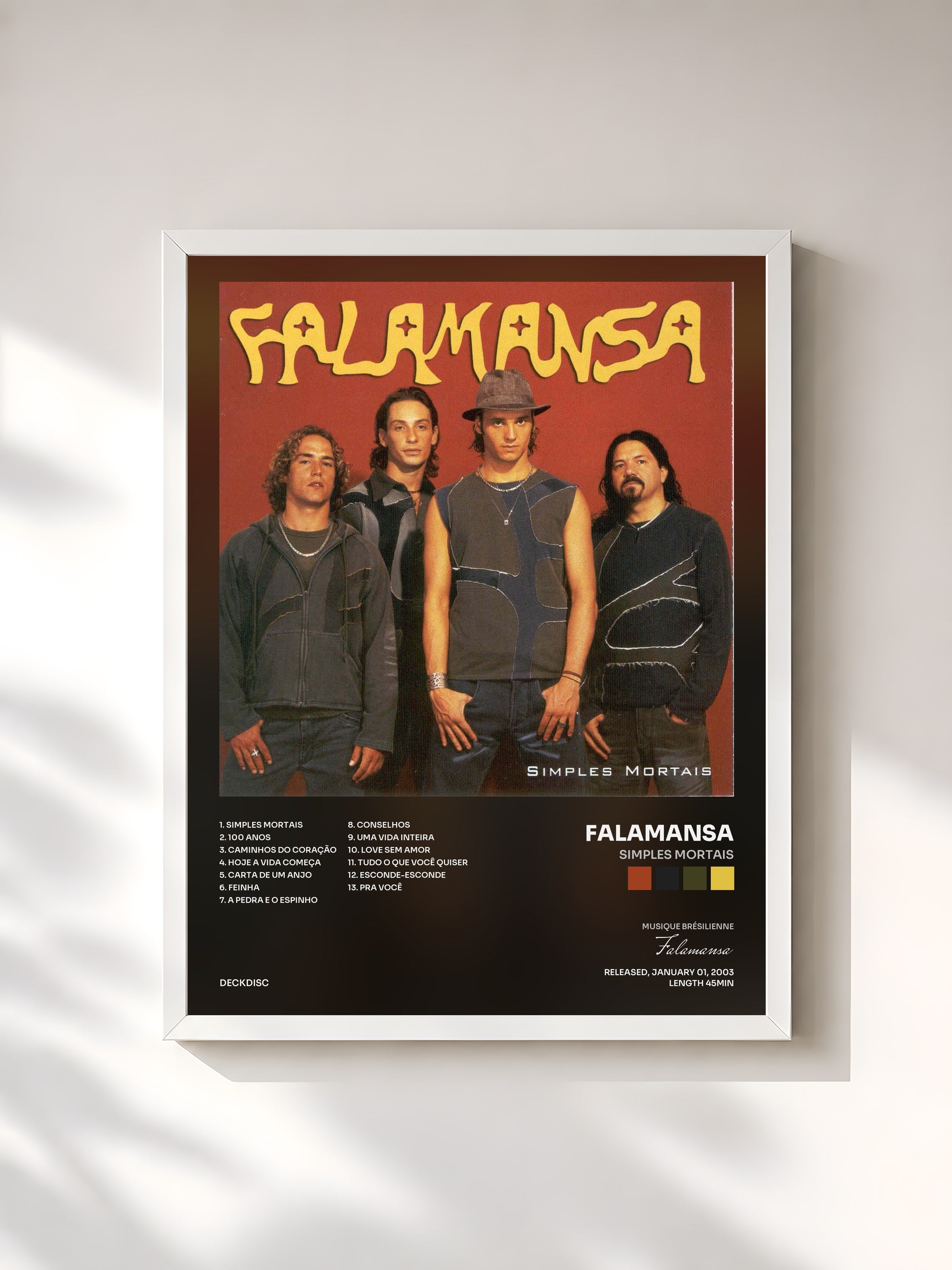 #blanc Tableau de l'album Simples Mortais de Falamansa, cadre blanc, imprimé et encadré en France