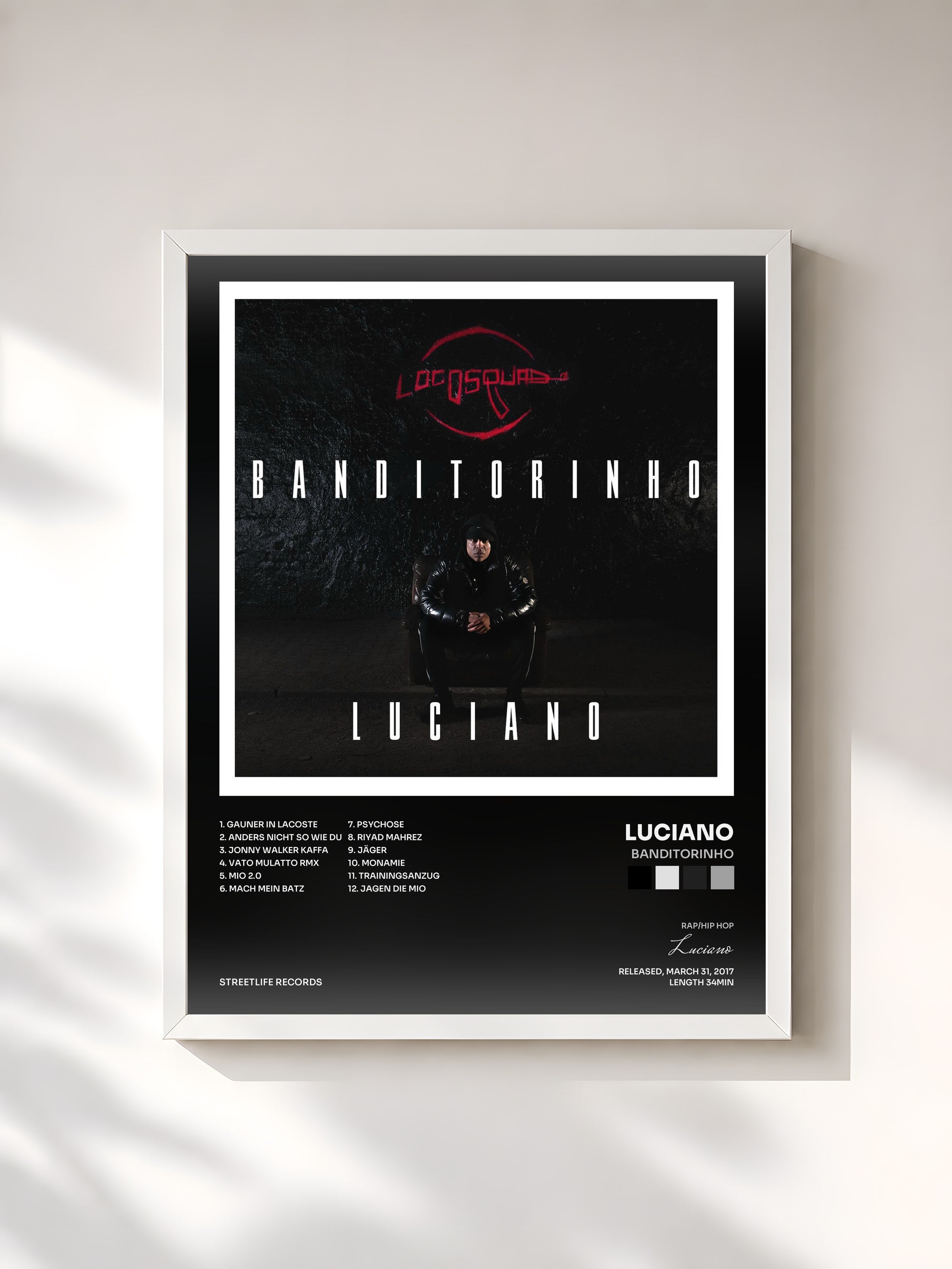 #blanc Tableau de l'album Banditorinho de Luciano, cadre blanc, imprimé et encadré en France