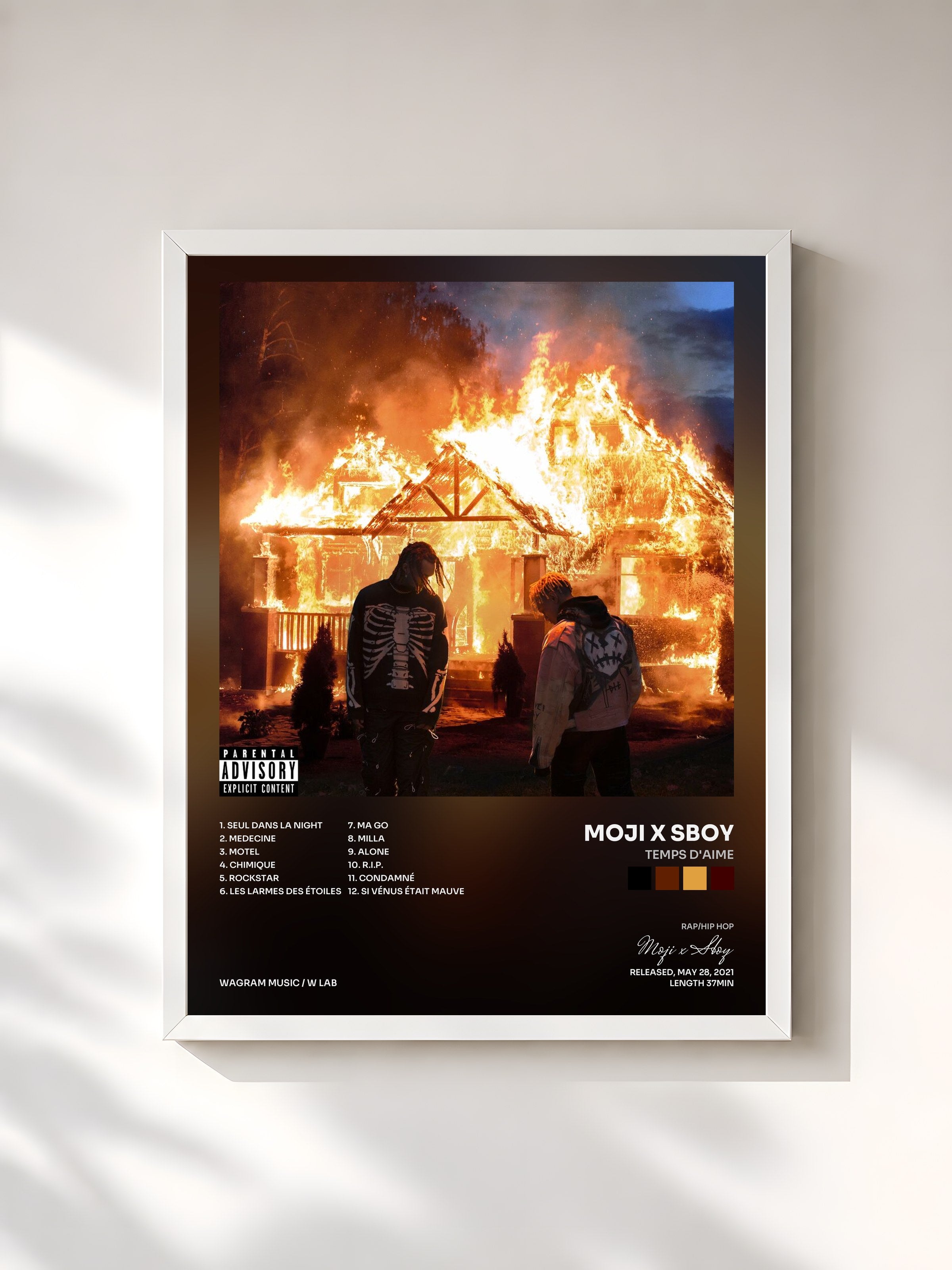 #blanc Tableau de l'album Temps d'aime de Moji x Sboy, cadre blanc, imprimé et encadré en France