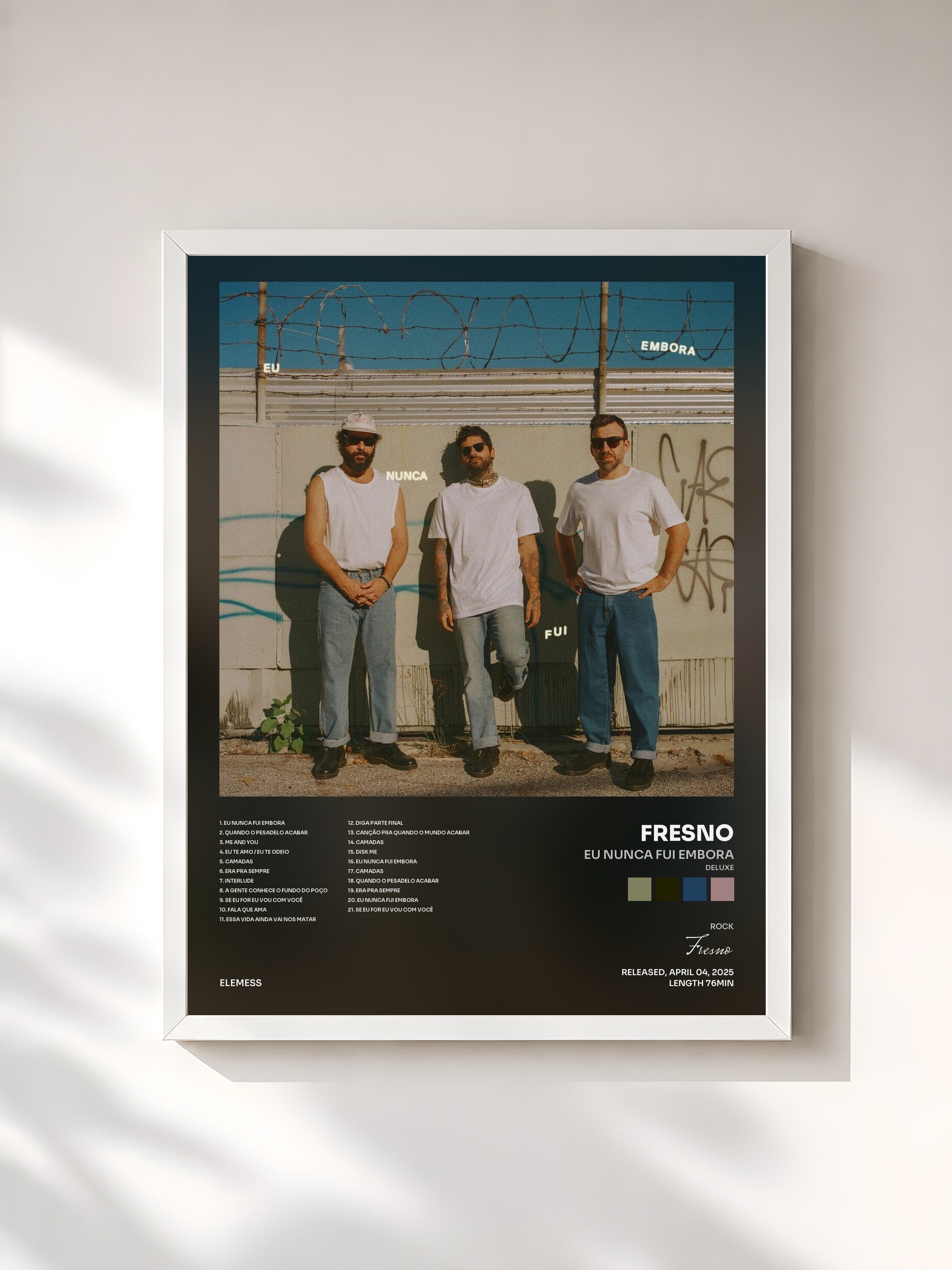 #blanc Tableau de l'album Eu Nunca Fui Embora (Deluxe) de Fresno, cadre blanc, imprimé et encadré en France