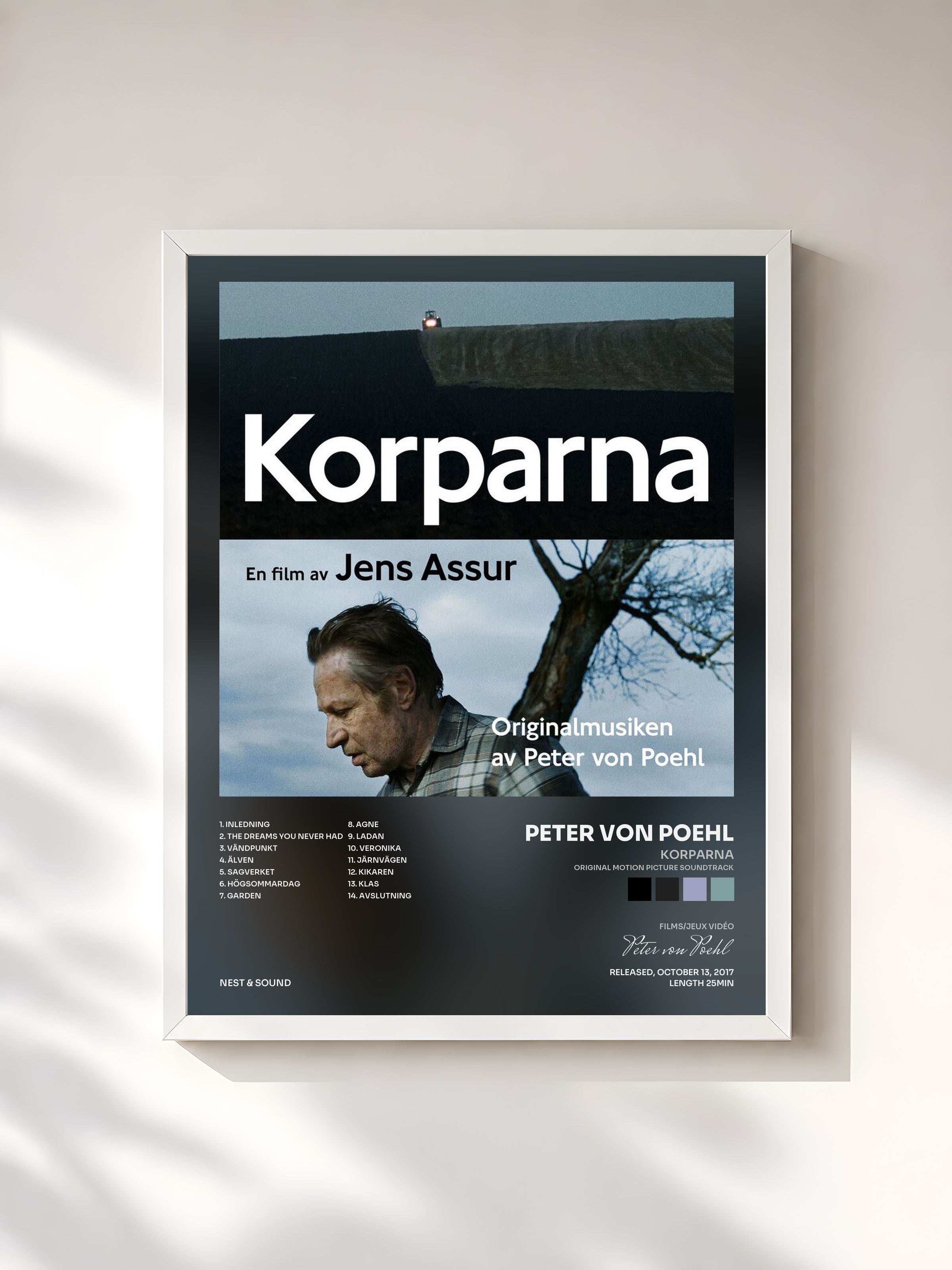 #blanc Tableau de l'album Korparna (Original Motion Picture Soundtrack) de Peter von Poehl, cadre blanc, imprimé et encadré en France