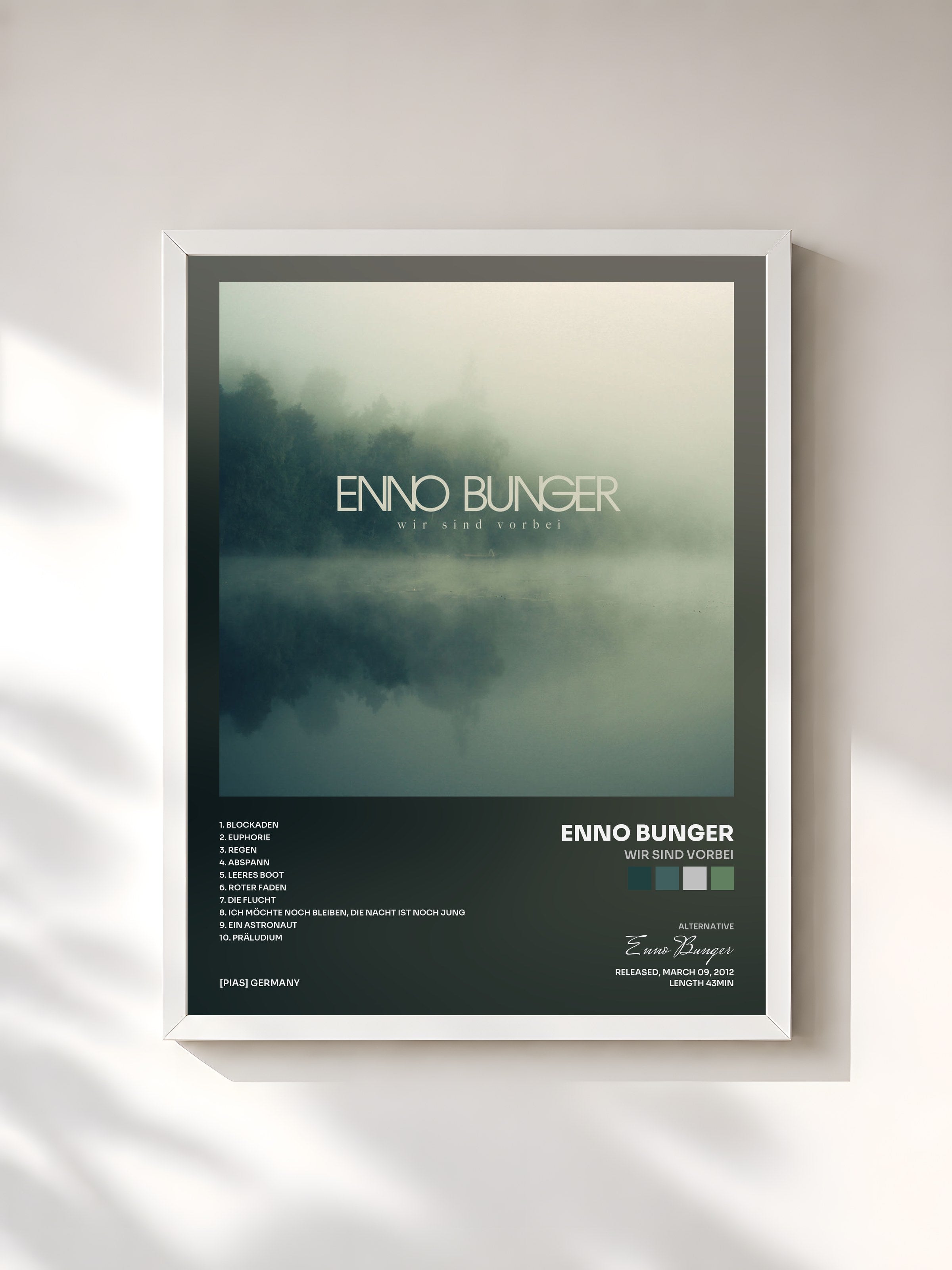 #blanc Tableau de l'album Wir sind vorbei de Enno Bunger, cadre blanc, imprimé et encadré en France